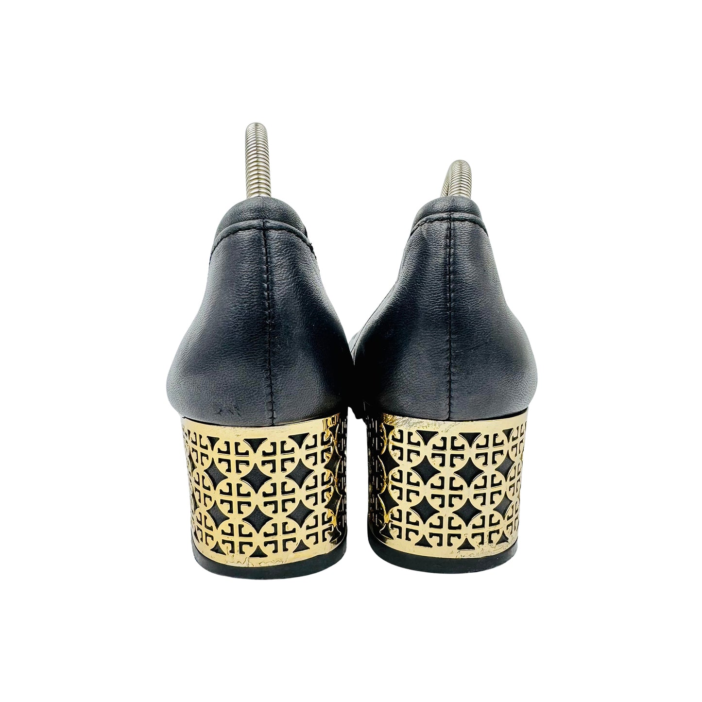 Tory Burch Black Leather Block-Heel Pumps (Size 37.5)