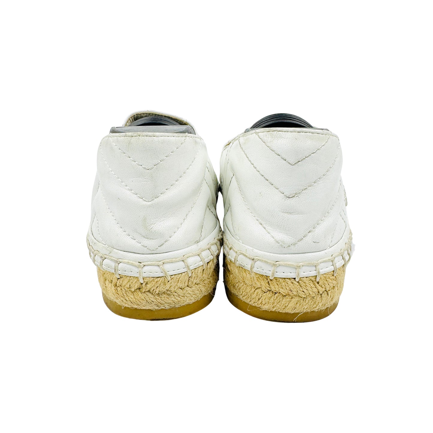 Gucci White Leather GG Logo Espadrille Shoes (Size 40)