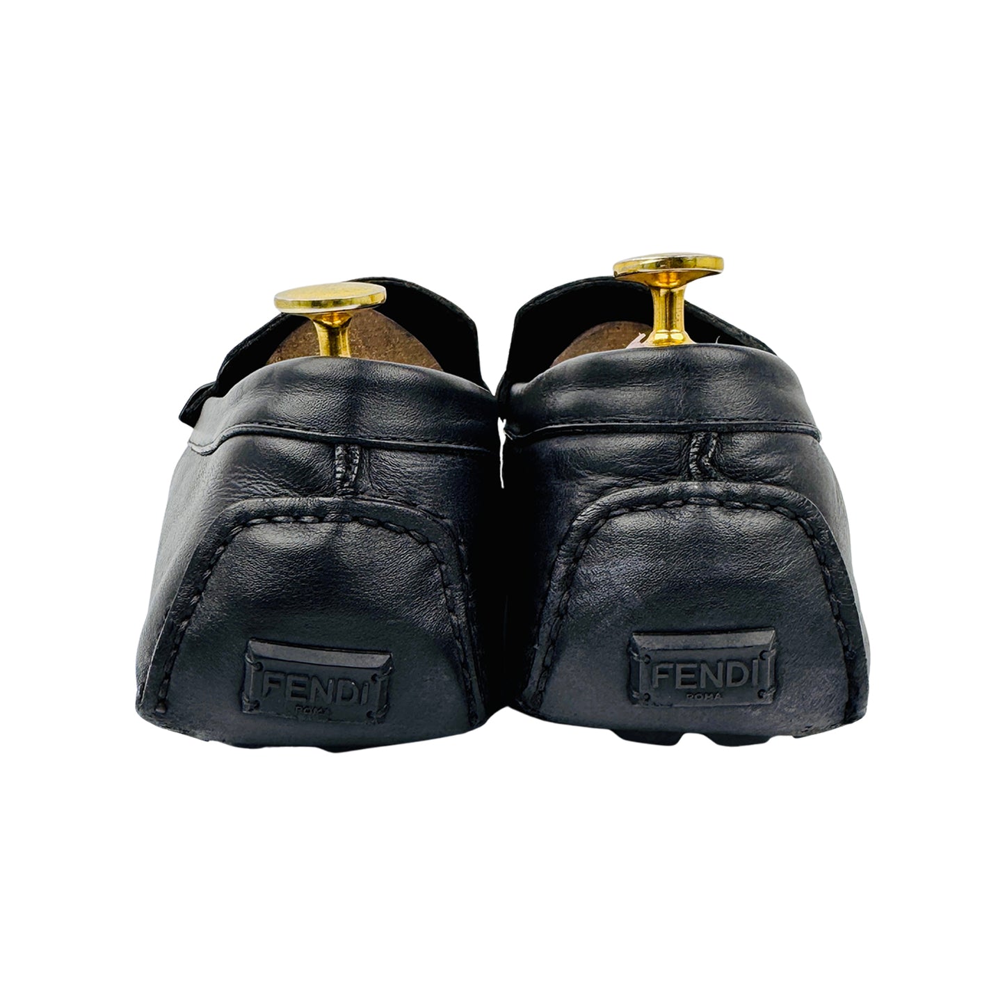 Fendi Men's FF Logo Black Leather Loafers (Size 42.5)
