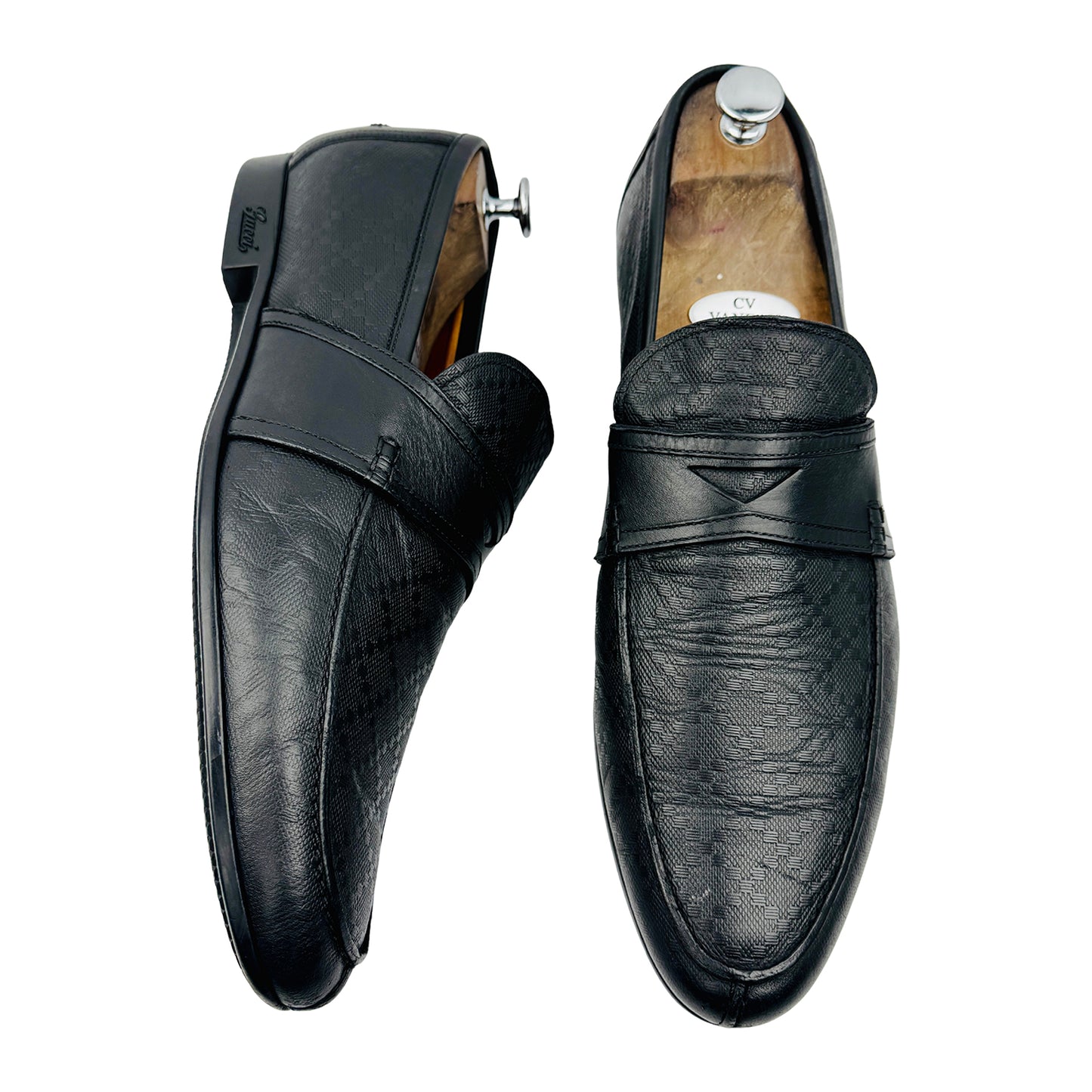 Gucci Hilary Lux Diamante Black Loafers (Size 44)