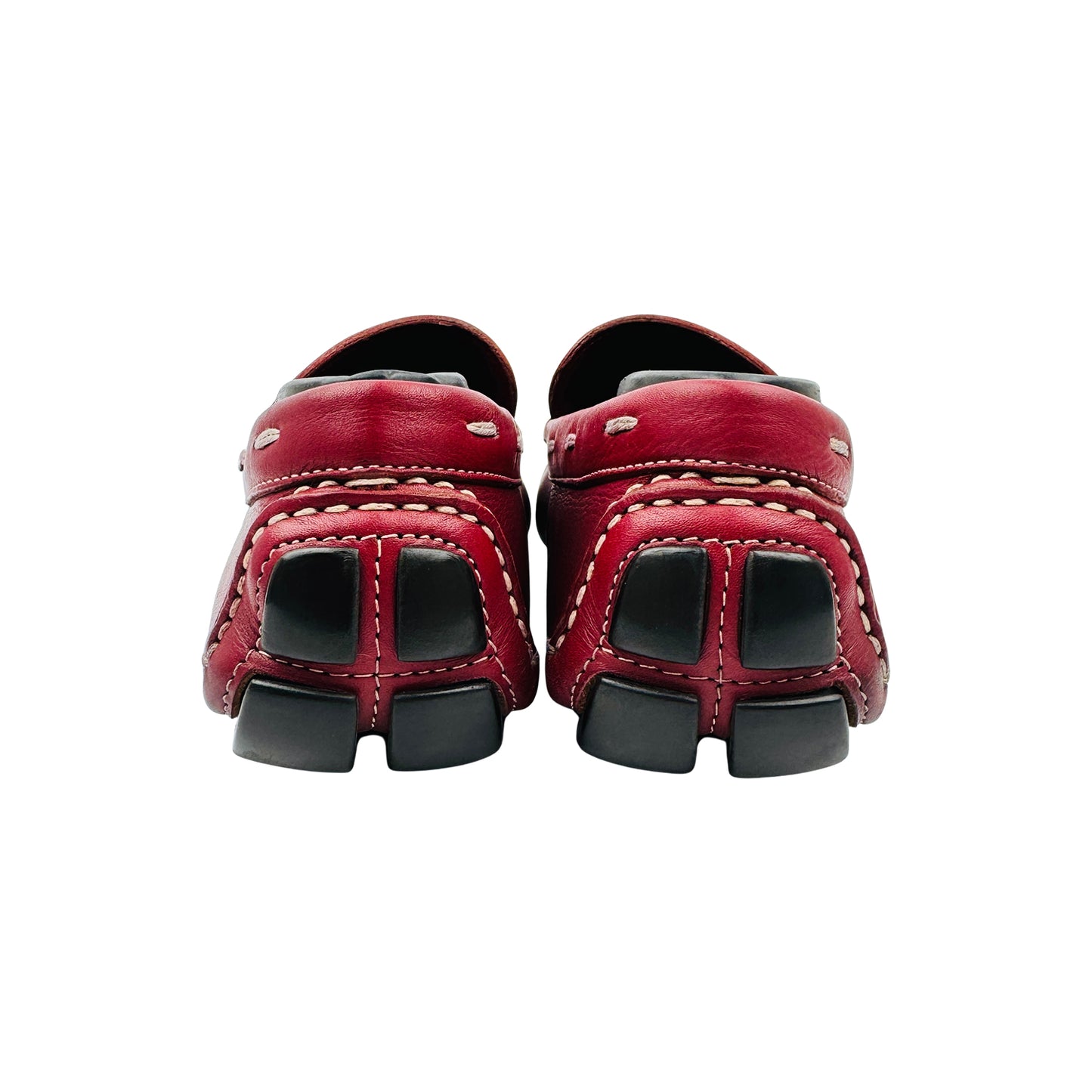 Prada Red Leather Penny Driving Loafers (Size 41)