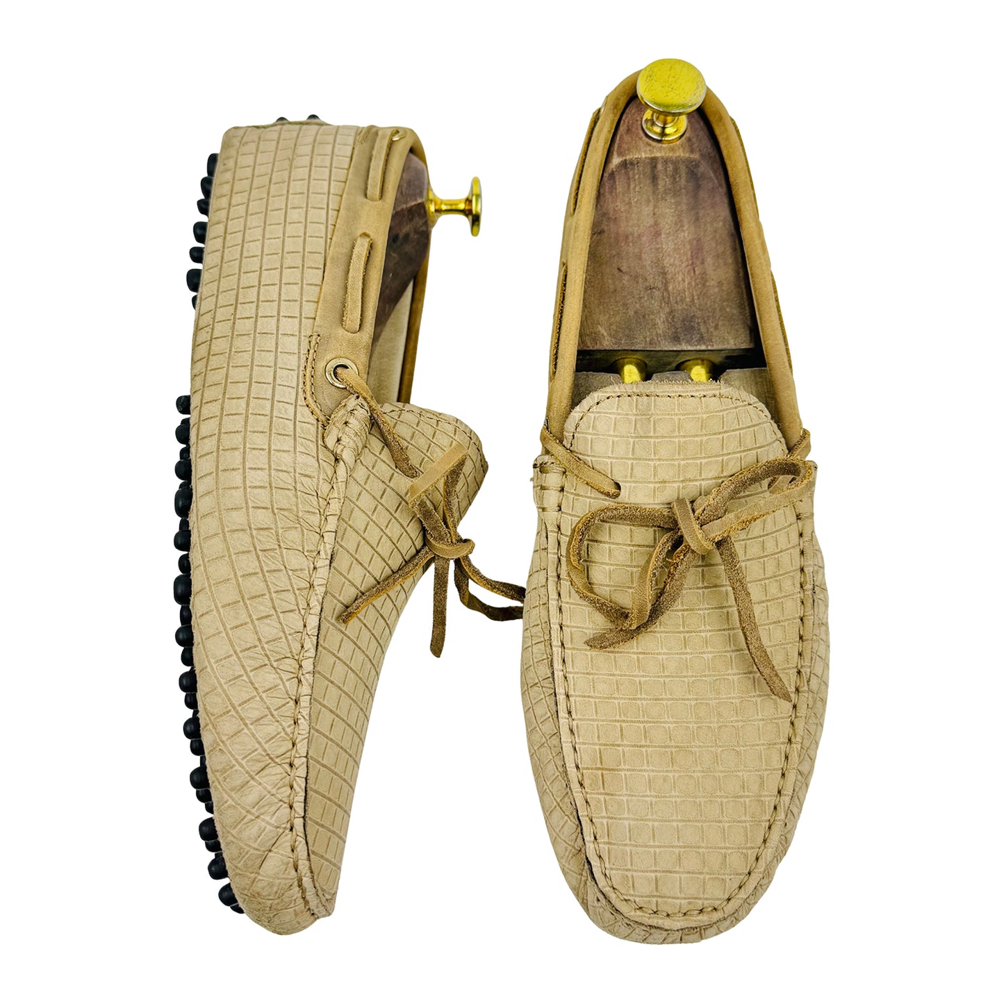 Tod’s Beige Croc-Embossed Nubuck Driving Loafers (Size 40/40.5)