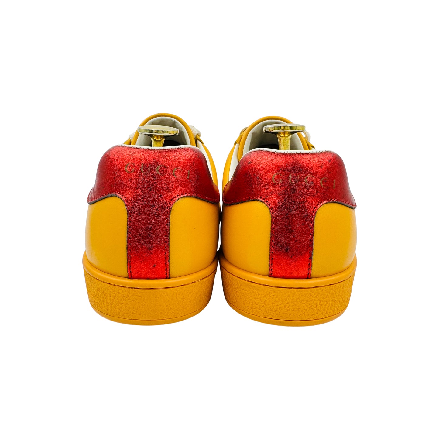 Gucci Ace Logo Stripe Yellow Sneakers (Size 41/41.5)