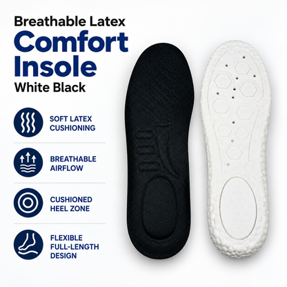 Breathable Latex Comfort Insole - White/Black