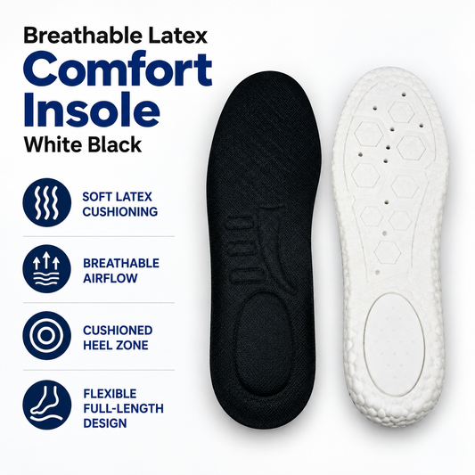 Breathable Latex Comfort Insole - White/Black