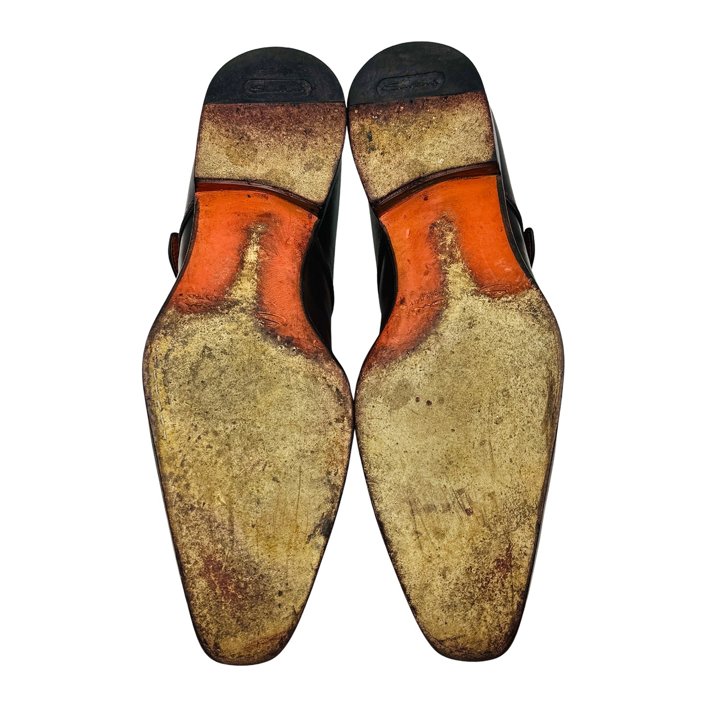 Santoni Men's Brown Leather Monk Strap Shoes (Size 42)