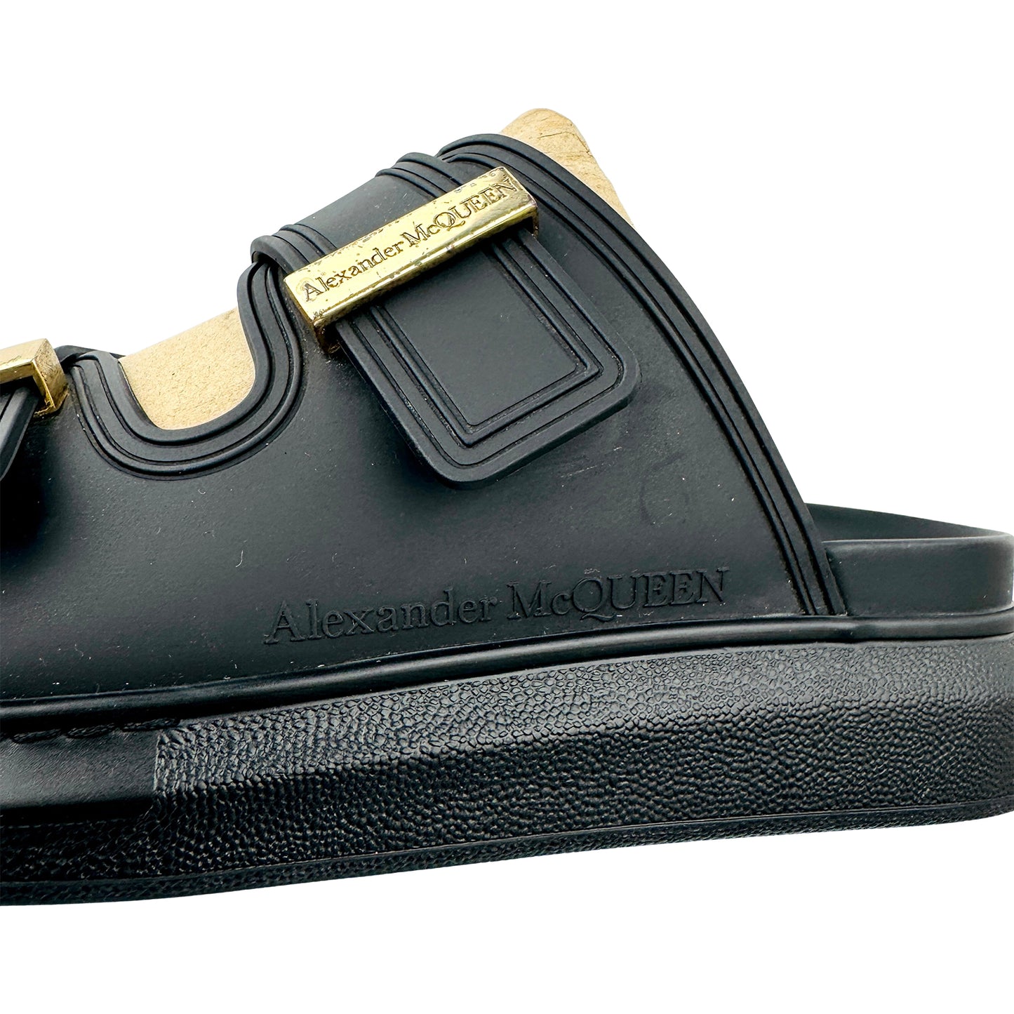 Alexander McQueen Hybrid Buckled Black Slides (Size 40)