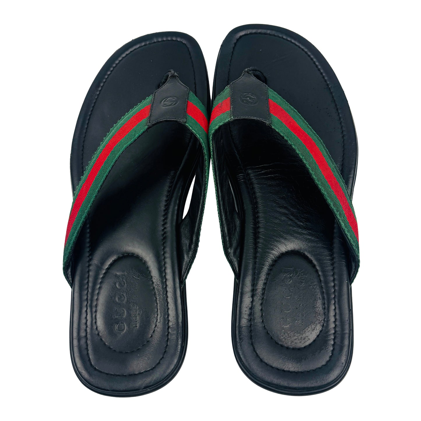 Gucci Men's Black Leather Thong Sandal Slides (Size 44) - 429362