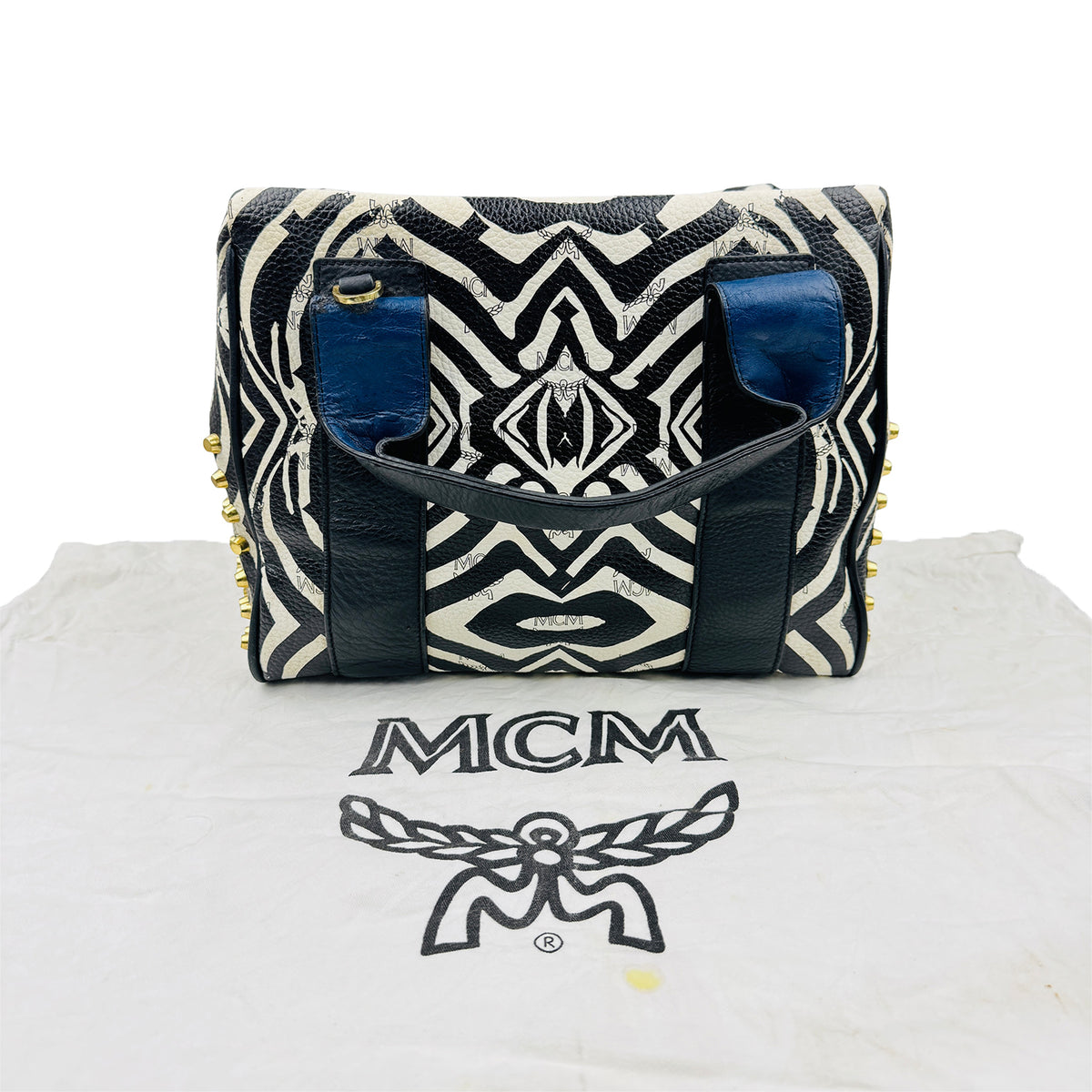 MCM Zebra Keana 'Black White' Boston Bag