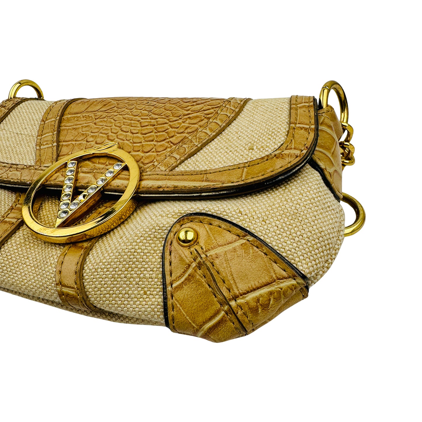 Valentino Garavani Croc-Embossed Tan Hand Bag