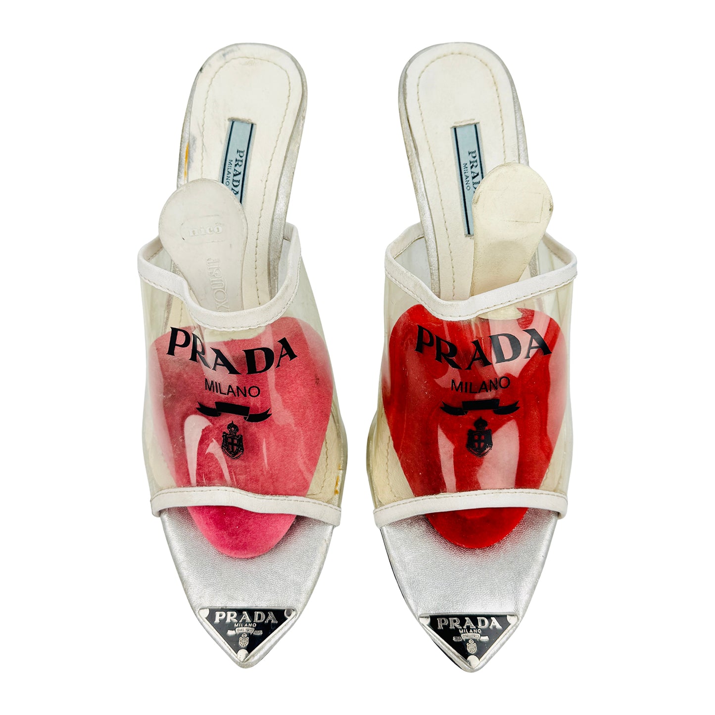 Prada Women's Silver High Mule Heels (Size 39)