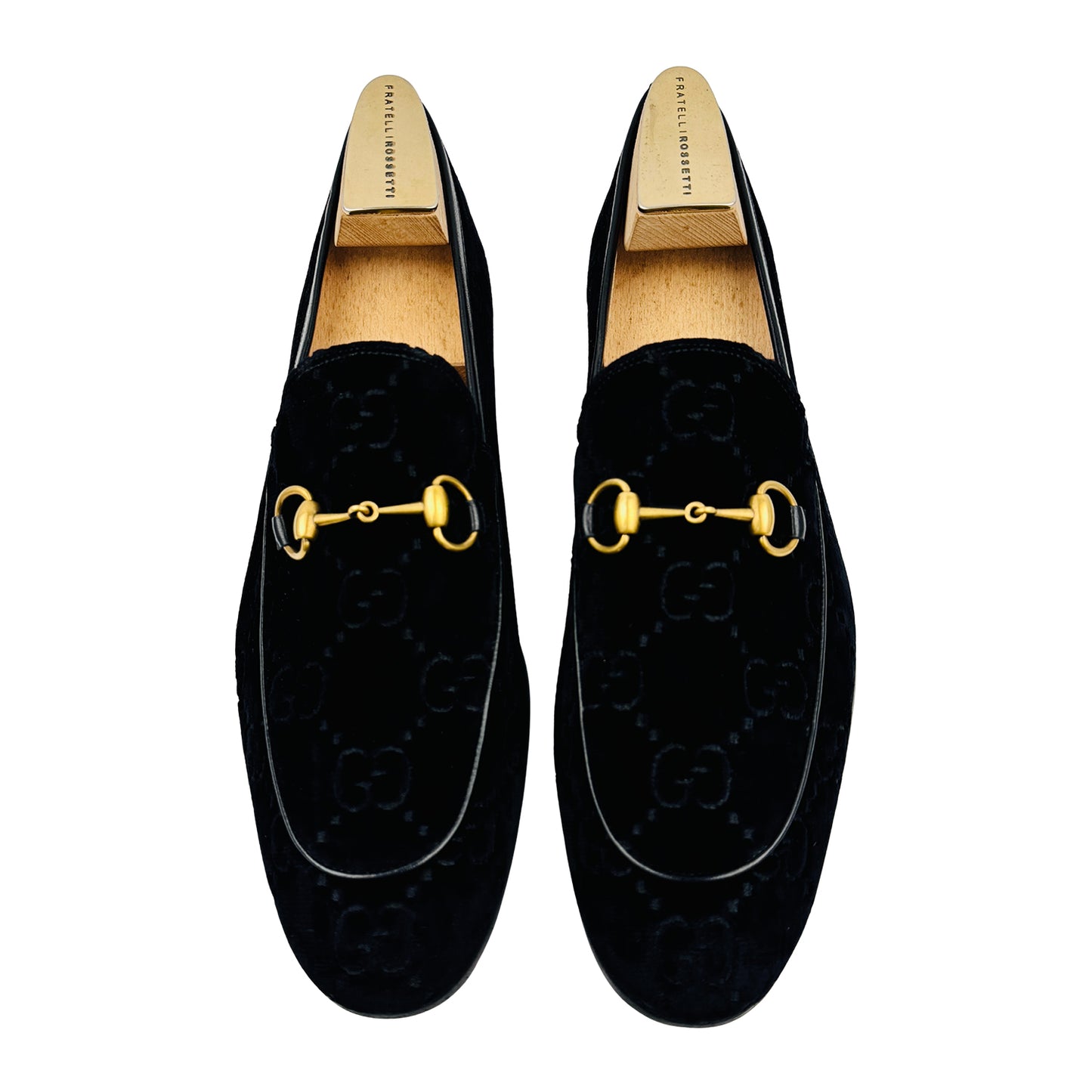 Gucci Men's Jordaan Black GG Velvet Bit Loafers (Size 45)