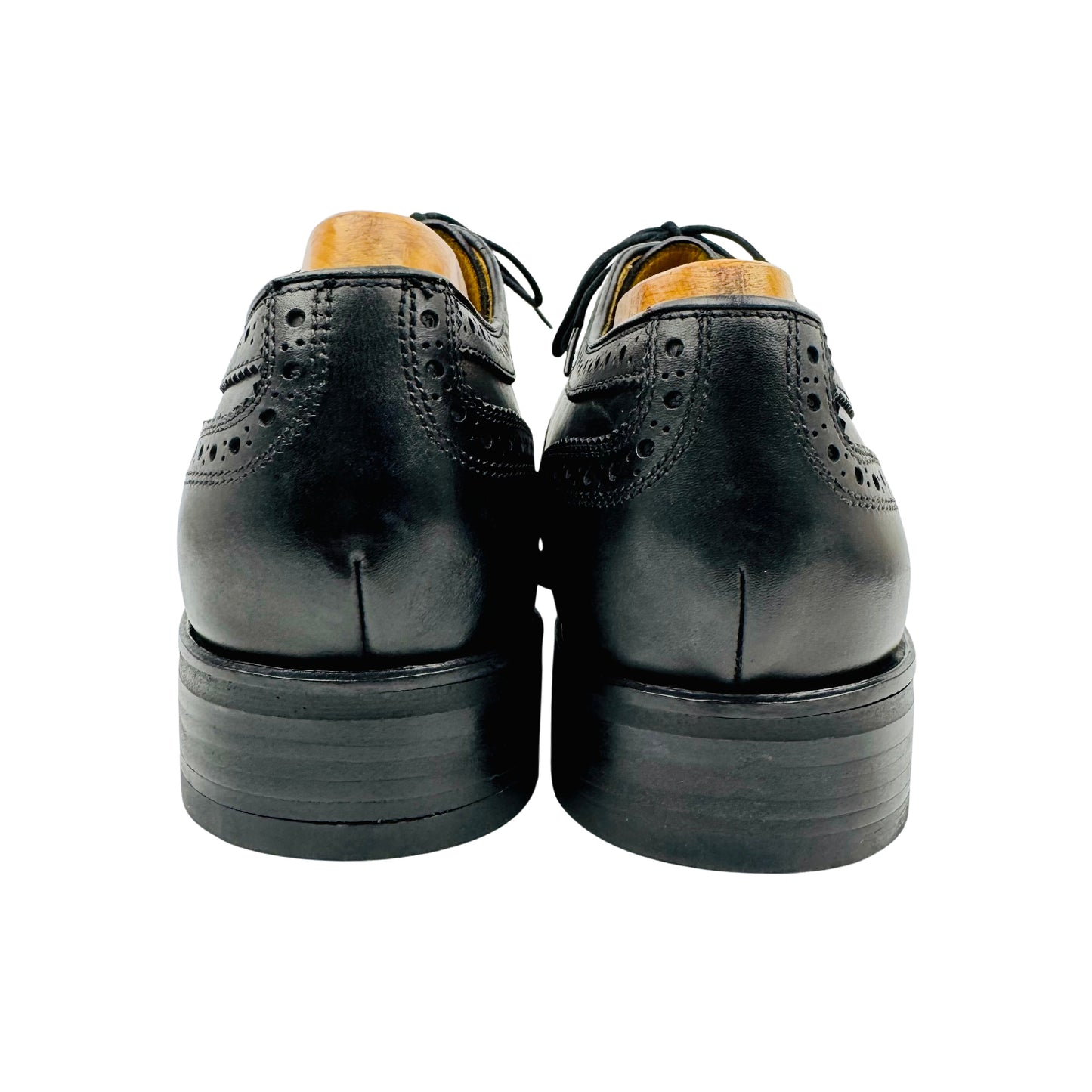Crown Men's Black Leather Brogue Shoes (Size 42/42.5)