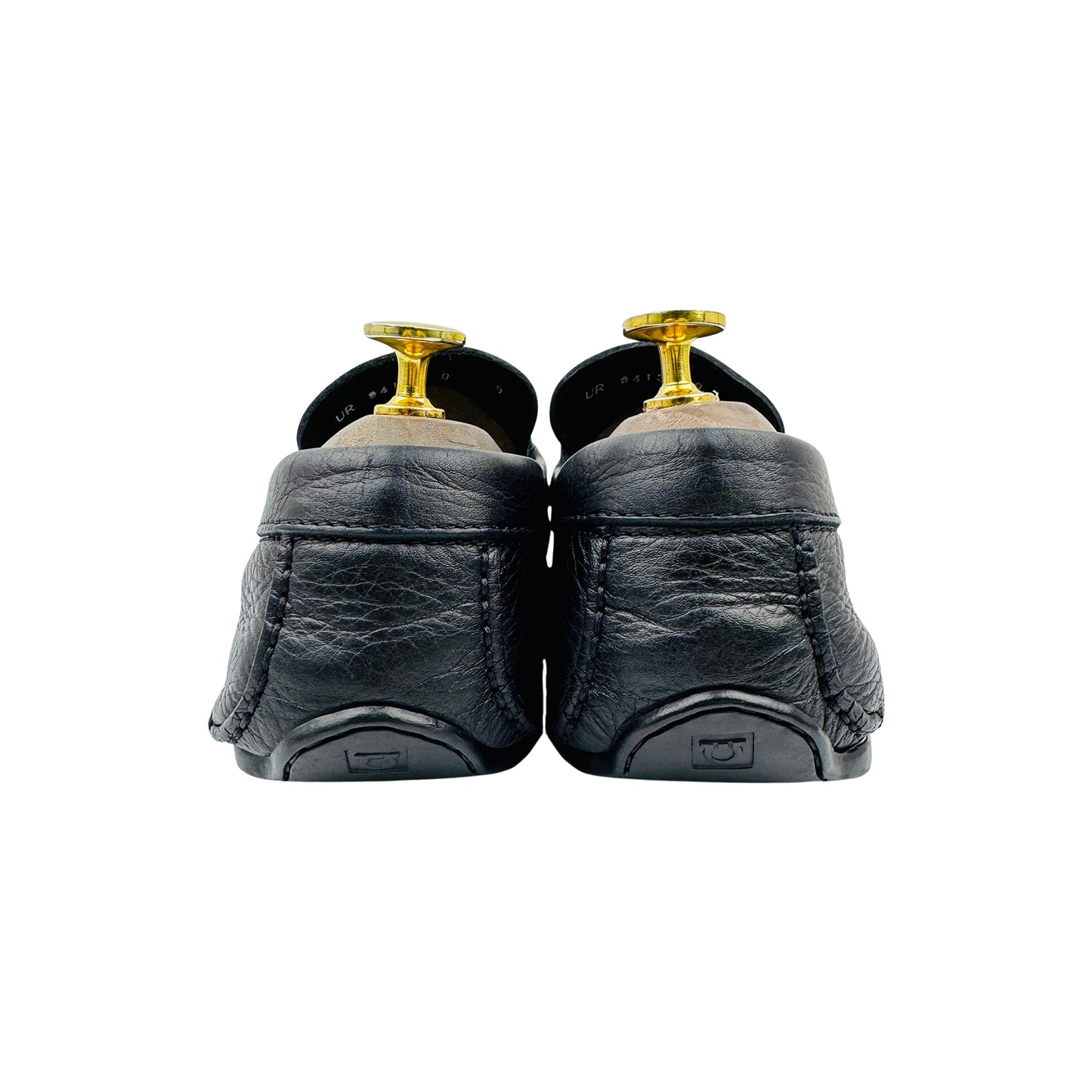 Salvatore Ferragamo Black Grained Leather Loafers (Size 42.5)