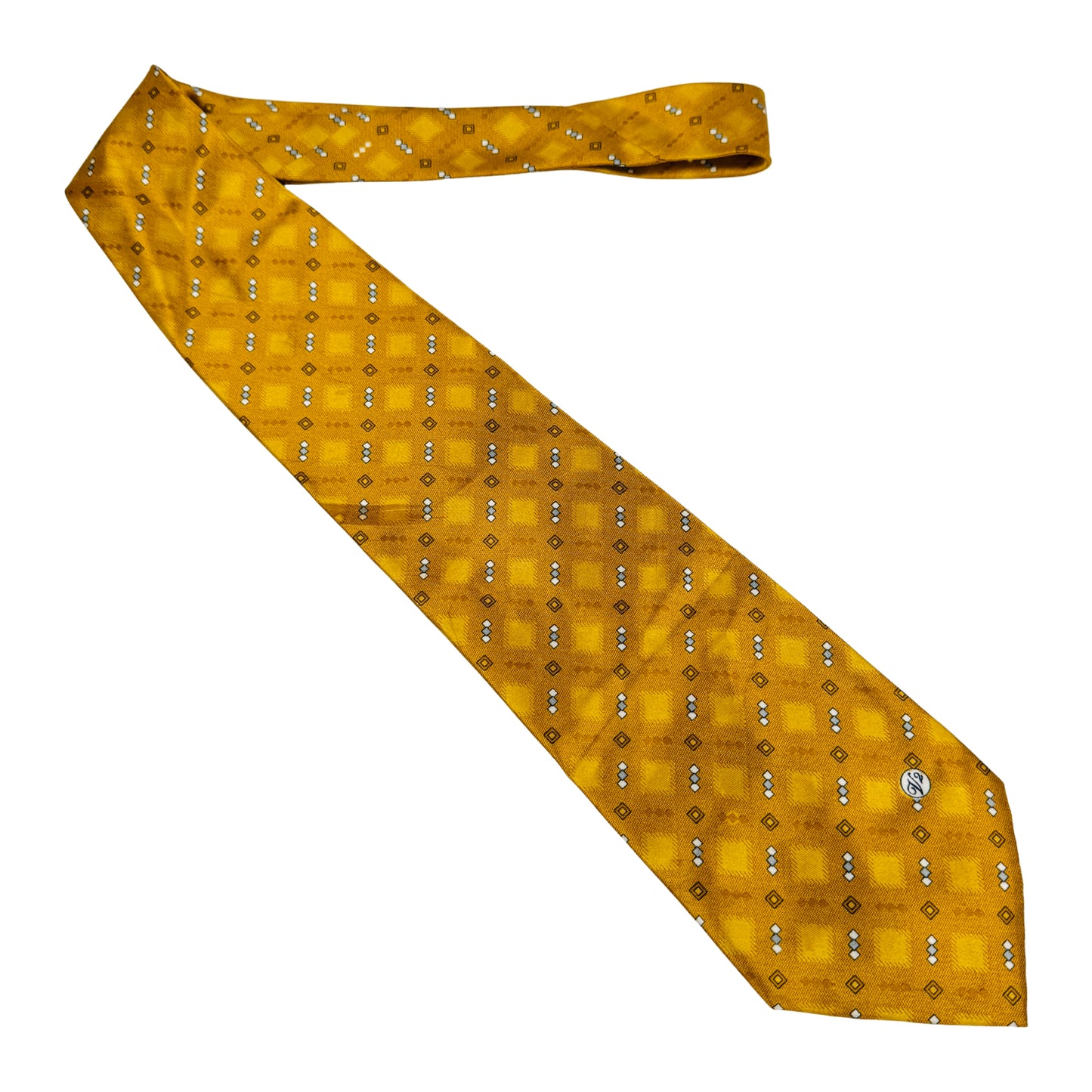 Versace Mustard Yellow 'Geometric Pattern' Silk Tie (Size Regular)