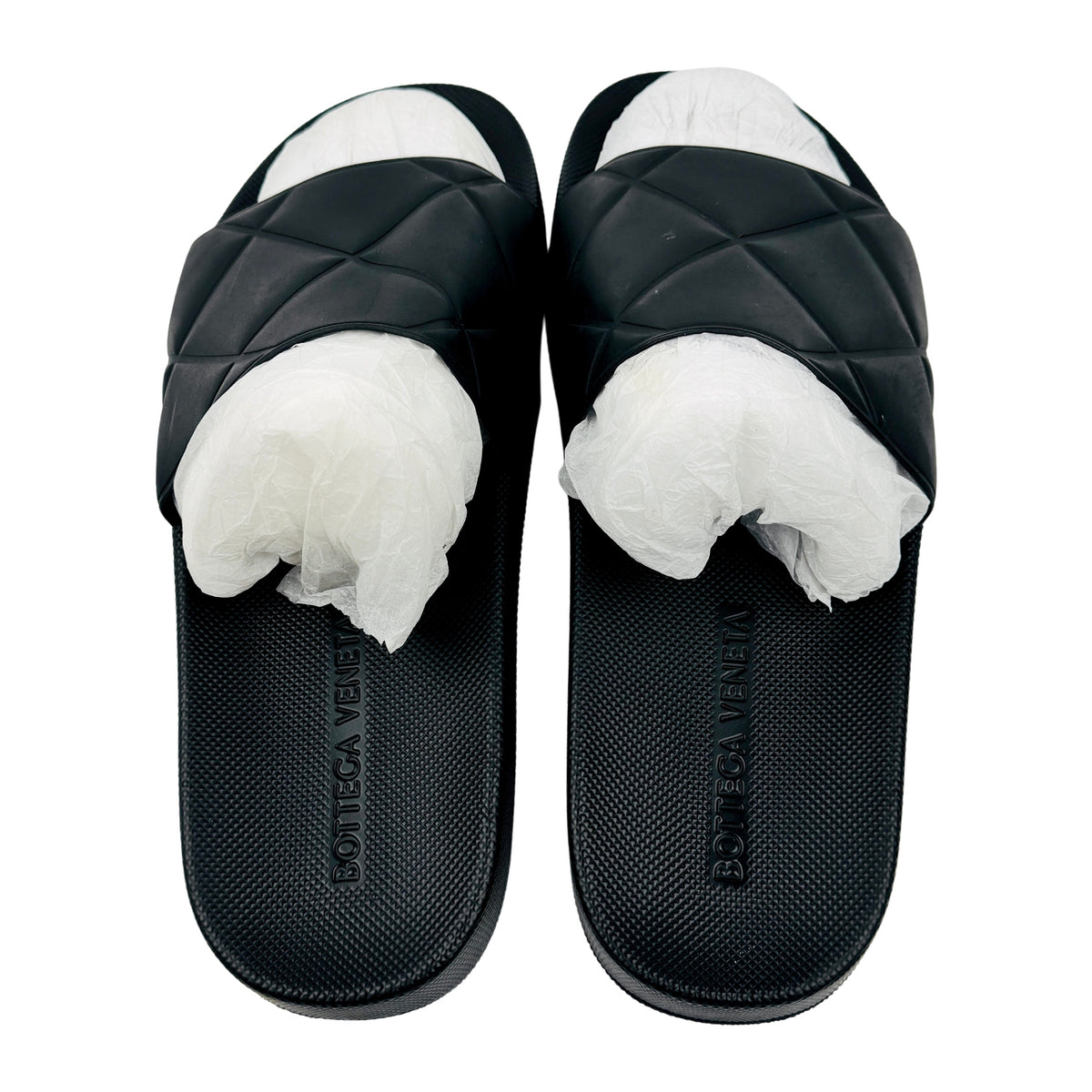 Bottega Veneta The Slider Black Rubber Slides (Size 42)
