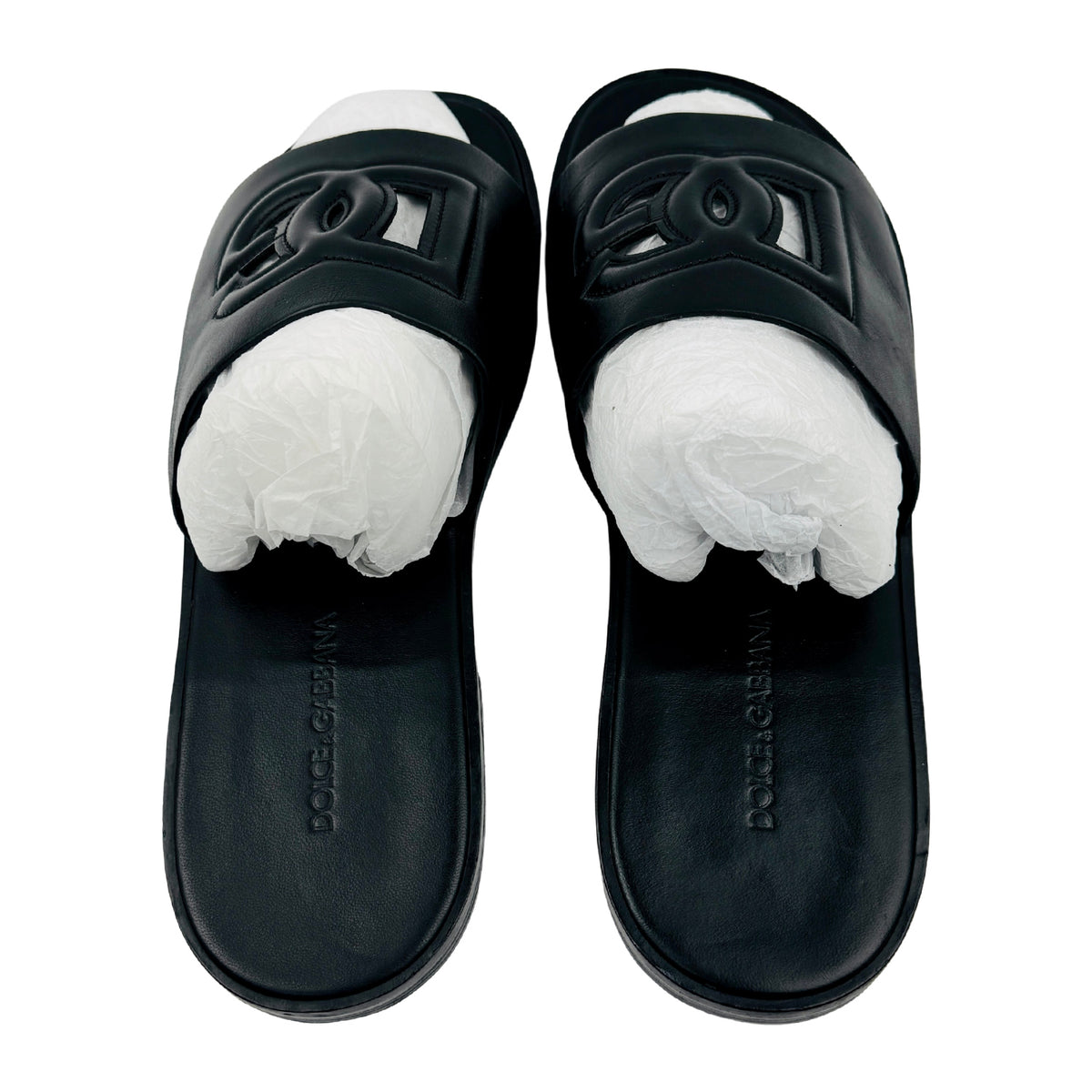 Dolce & Gabbana Calfskin Leather Slides (Size 44/44.5) - A80397A036380999