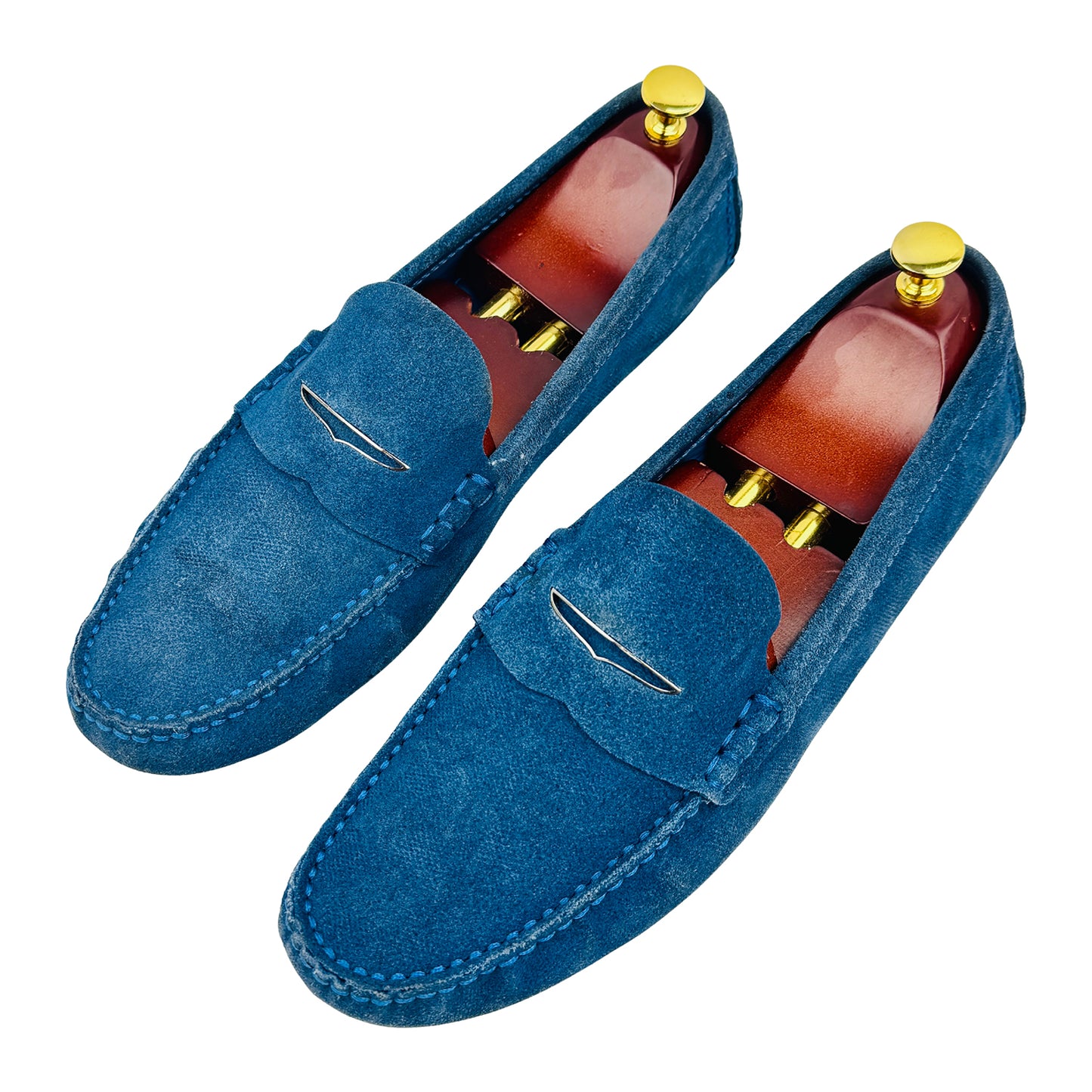 Louis Vuitton Men's Blue Suede Driving Loafers (Size 45)