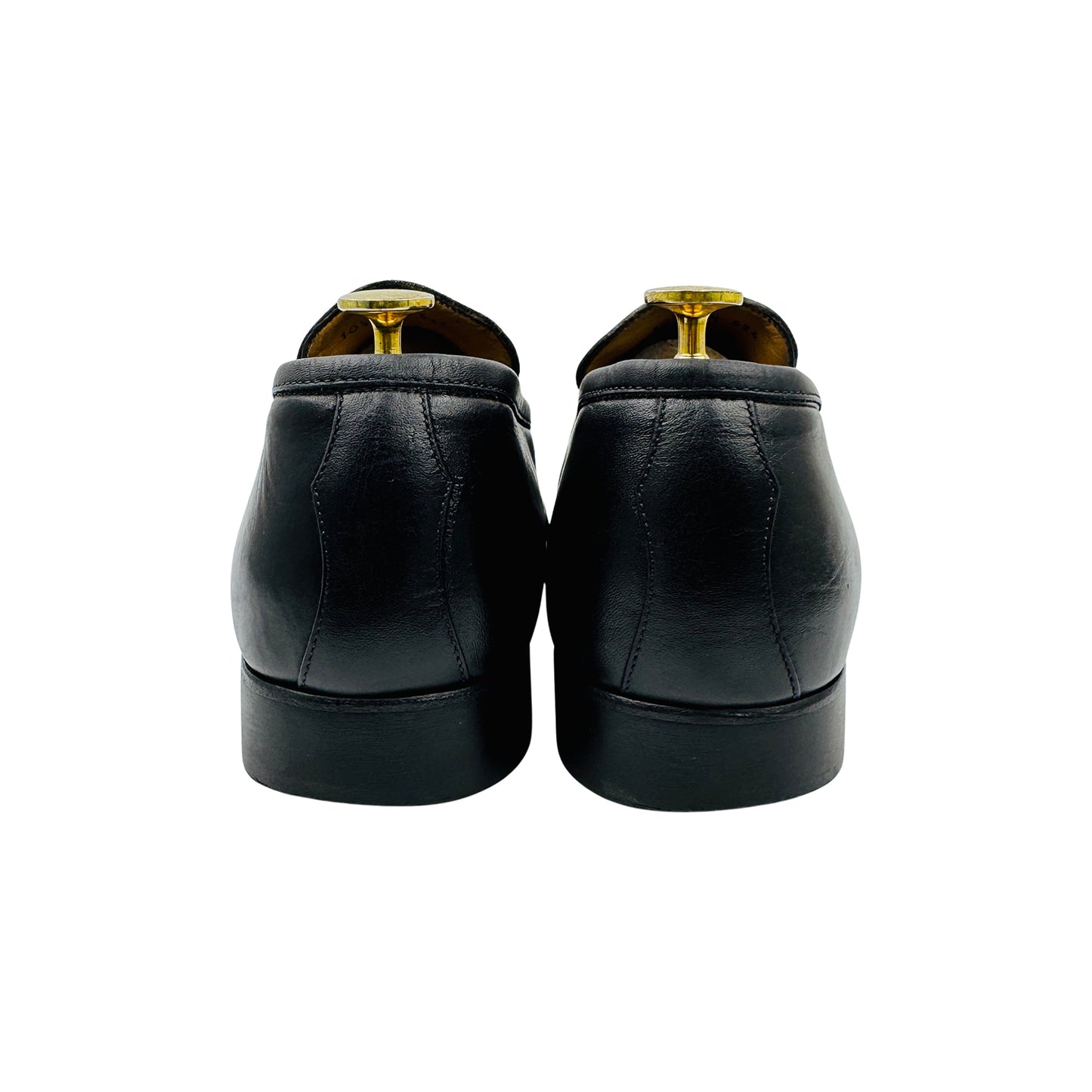 Scarpe di Bianco Black Leather Penny Loafers (Size 43.5)