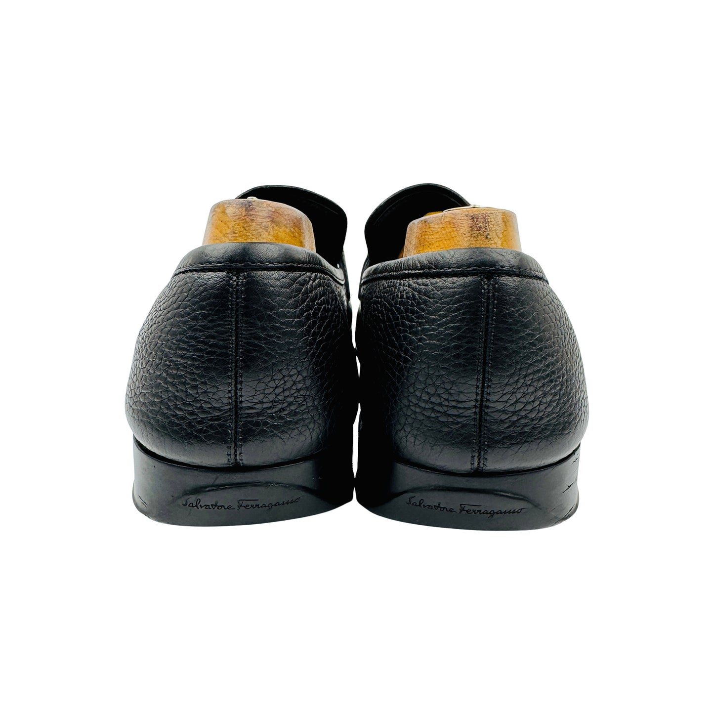 Salvatore Ferragamo Black Pebbled Leather Loafers (Size 43/43.5)