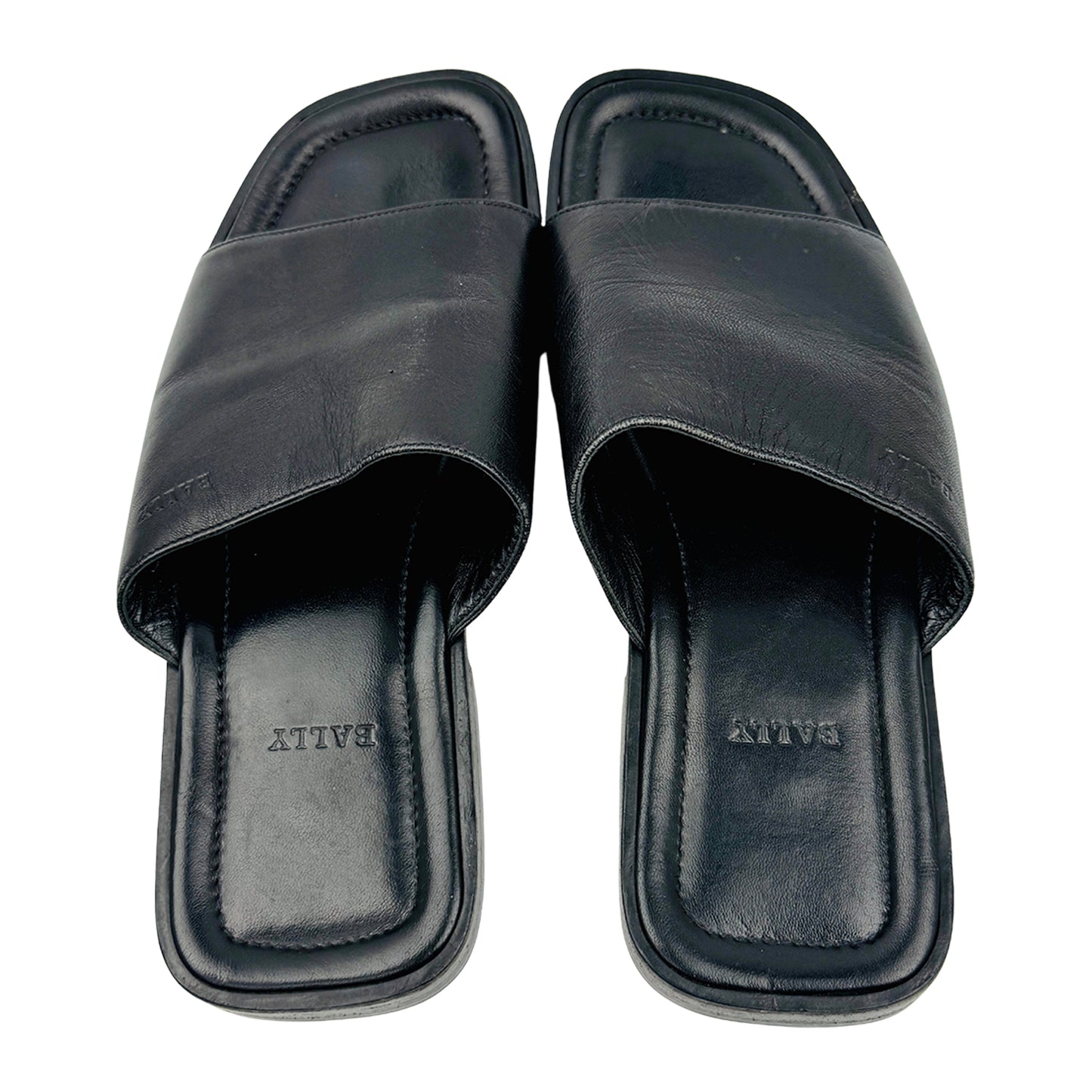 Bally Men's Black Leather Sandal Slides (Size 41/41.5)