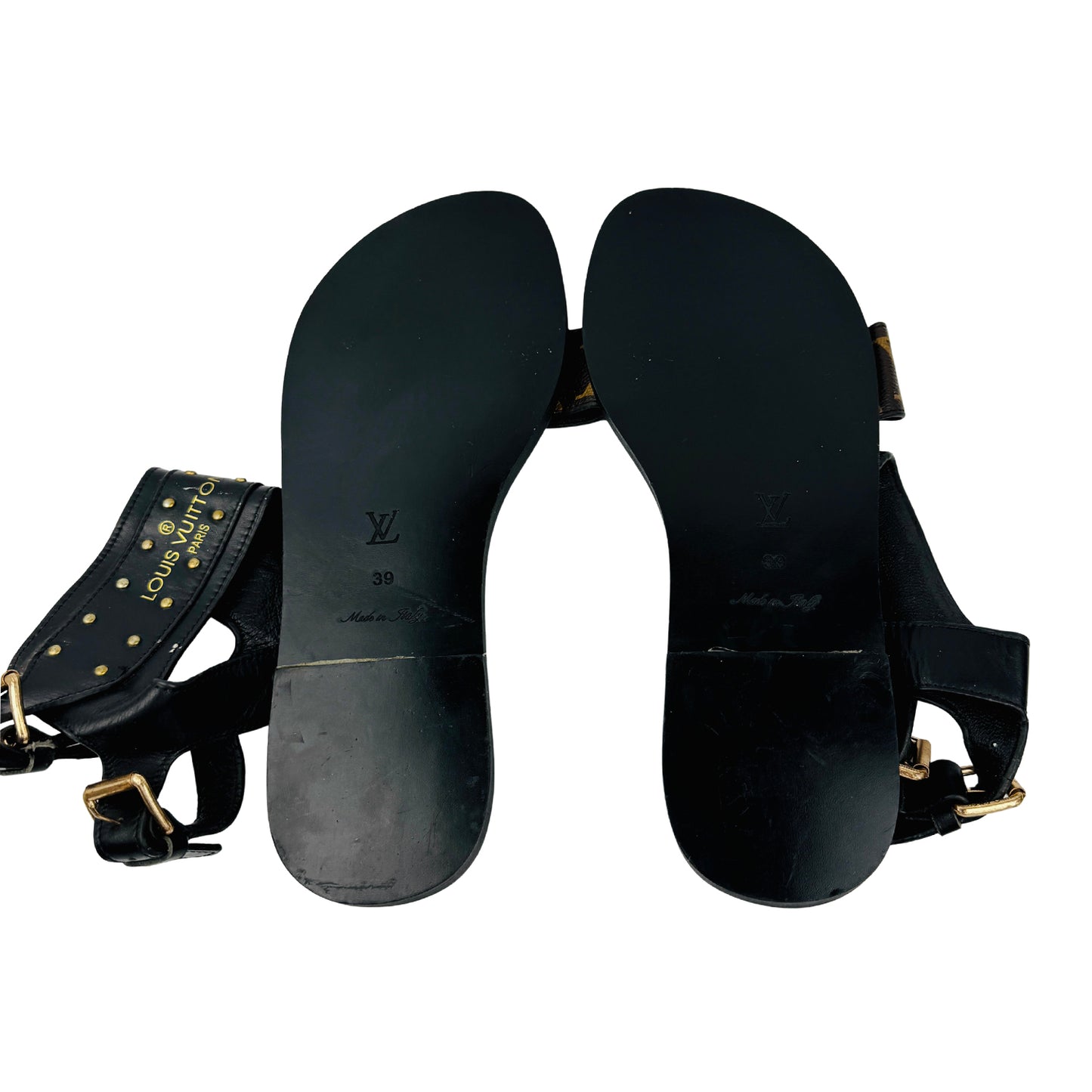 Louis Vuitton Nomad Black Italy Made Sandals (Size 39)