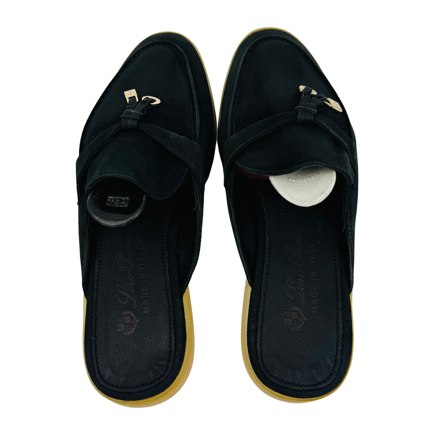 Loro Piana Babouche Charms Walk Black Mules (Size 36)