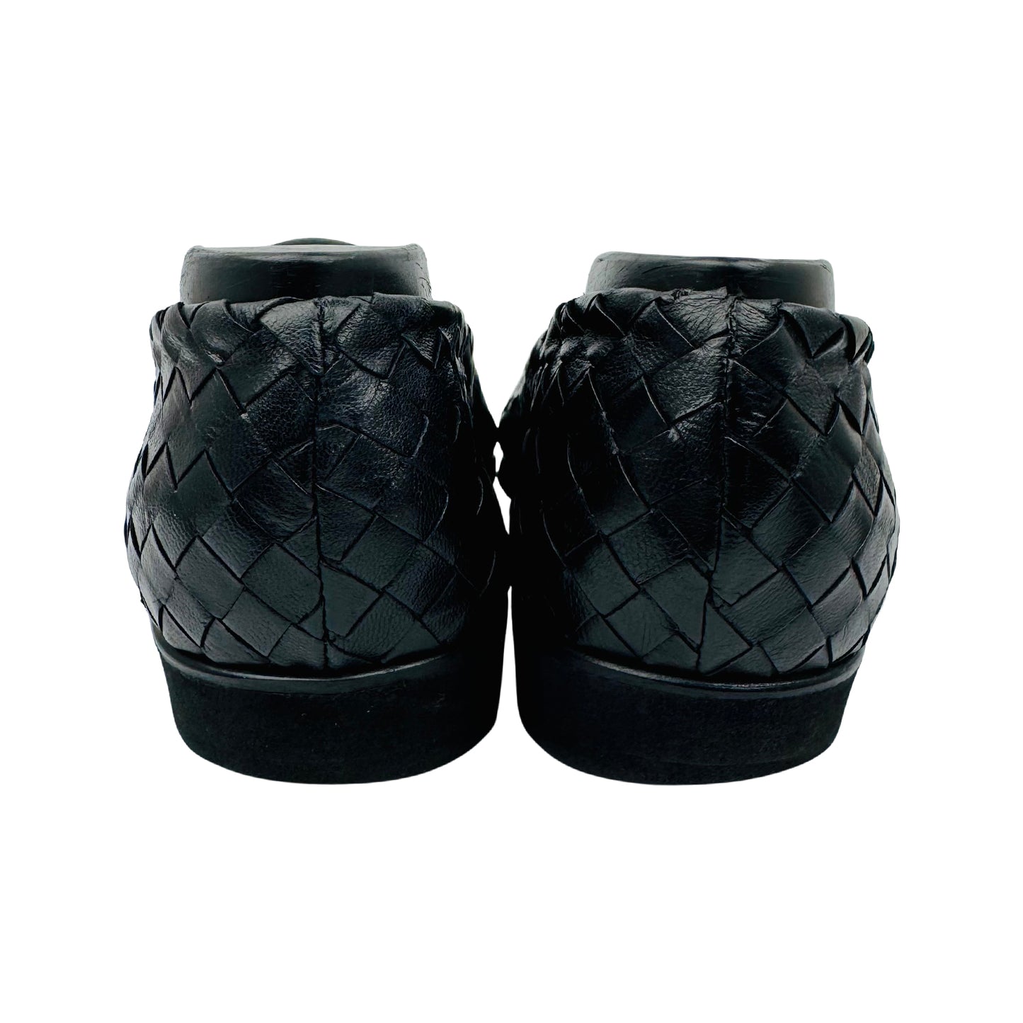 Bottega Veneta Black Leather Peep Toe Flats (Size 40)