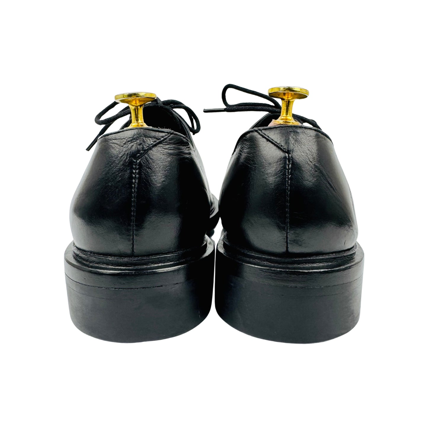 Prada Men's Brushed Leather Black Derby Shoes (Size 42.5)