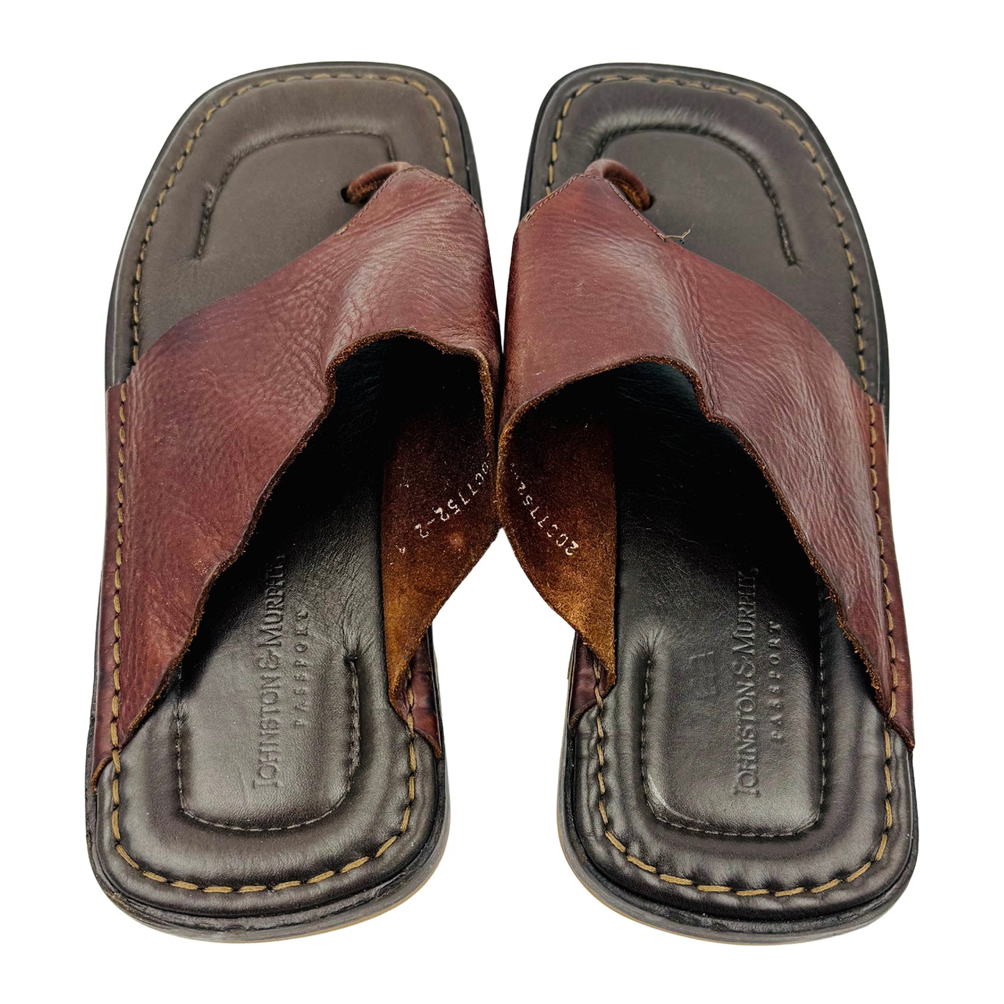 Johnston & Murphy Men's Brown Leather Thongs (Size 43/43.5)