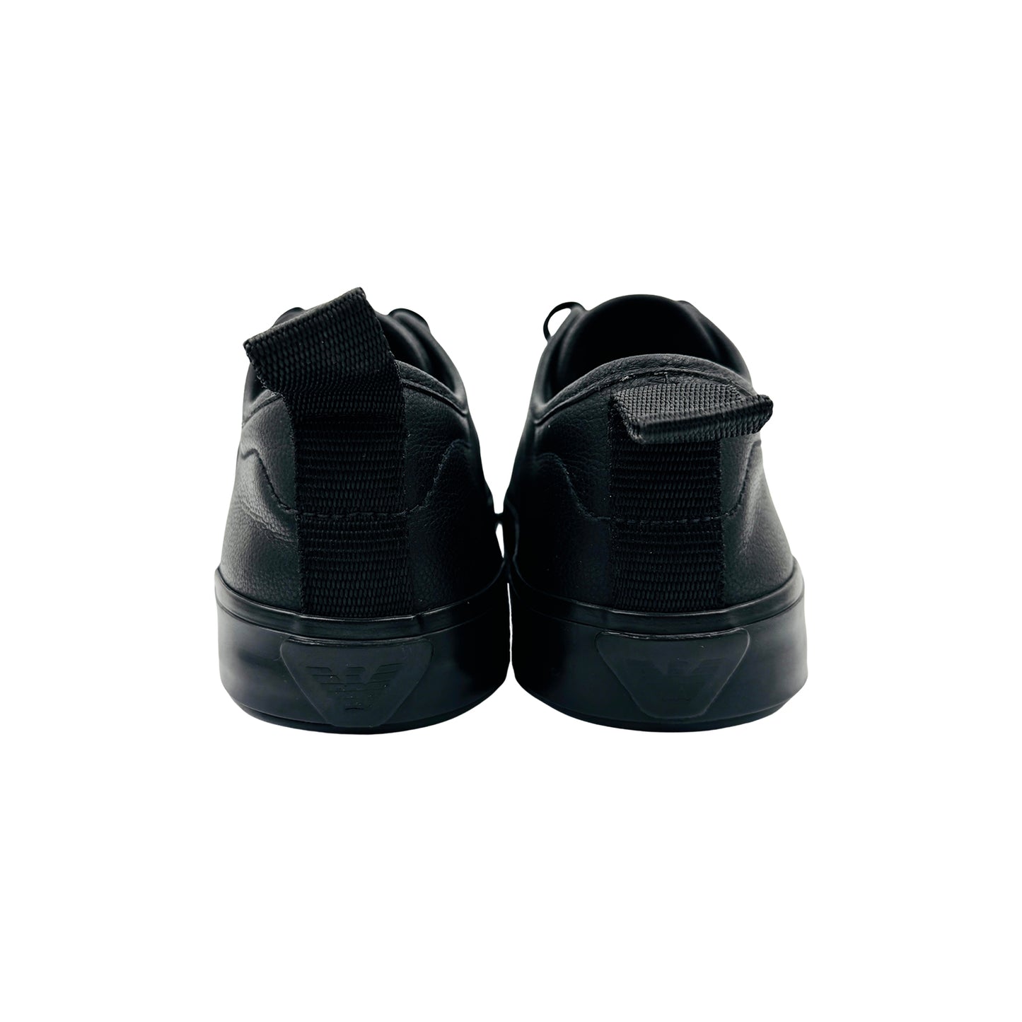 Emporio Armani Black Leather Low Top Sneakers (Size 42)