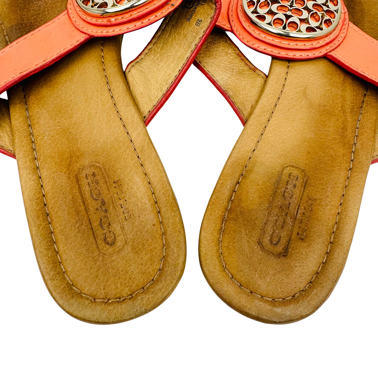 Coach Orange Patent Leather Sandal Slippers (Size 39)