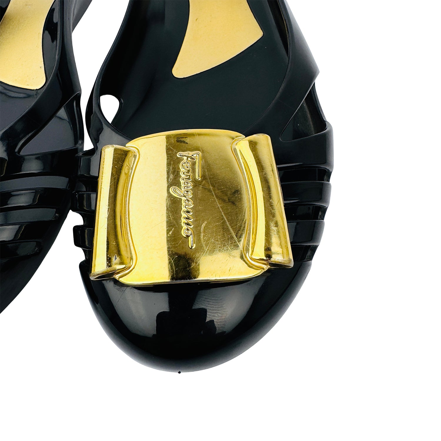 Front Buckle Closeup image 2 of Salvatore Ferragamo Vara Jelly Ballet Flats (Size 38/38.5)