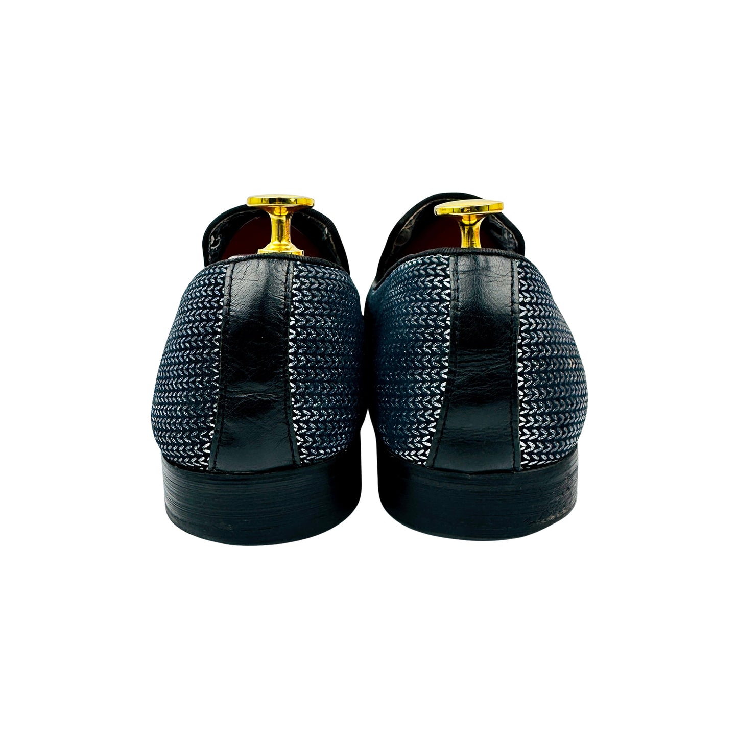 Moretti Men's Black Label Navy Tassel Loafers (Size 43)