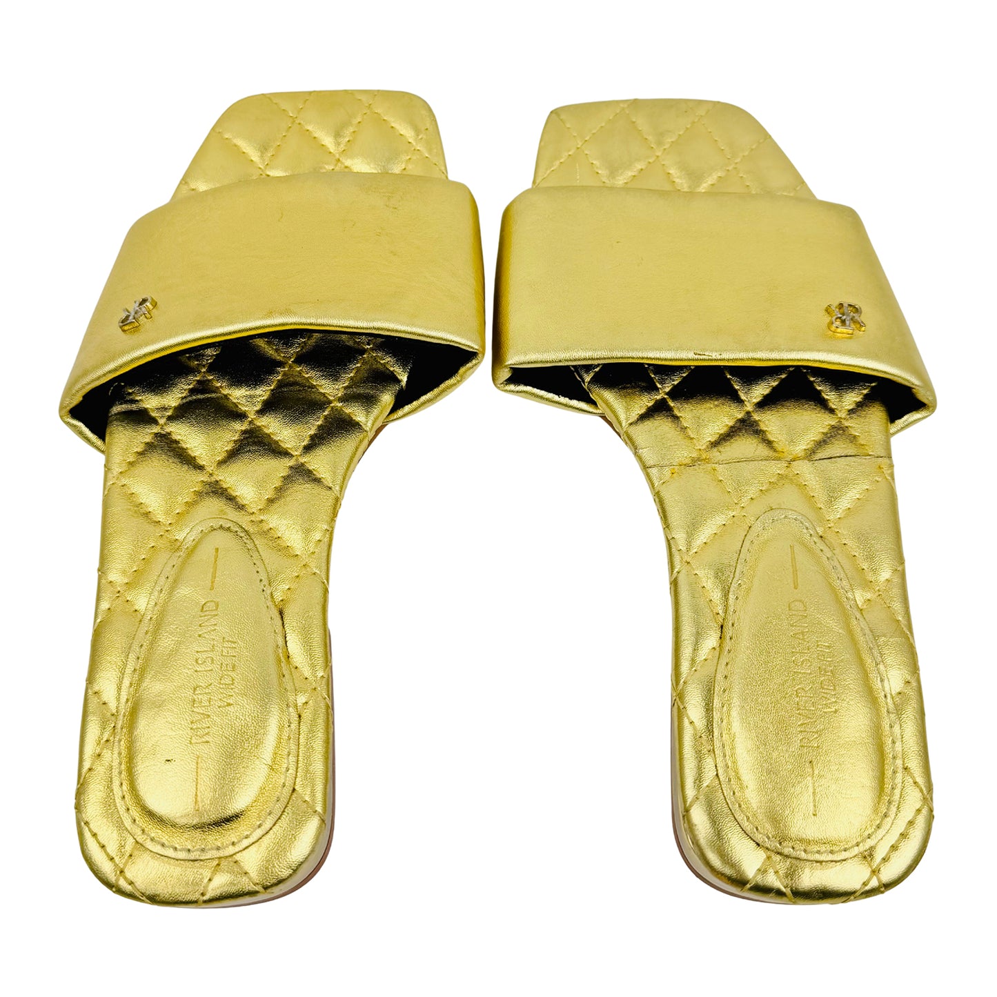 River Island Women's Gold Sandal Slippers (Size 36)