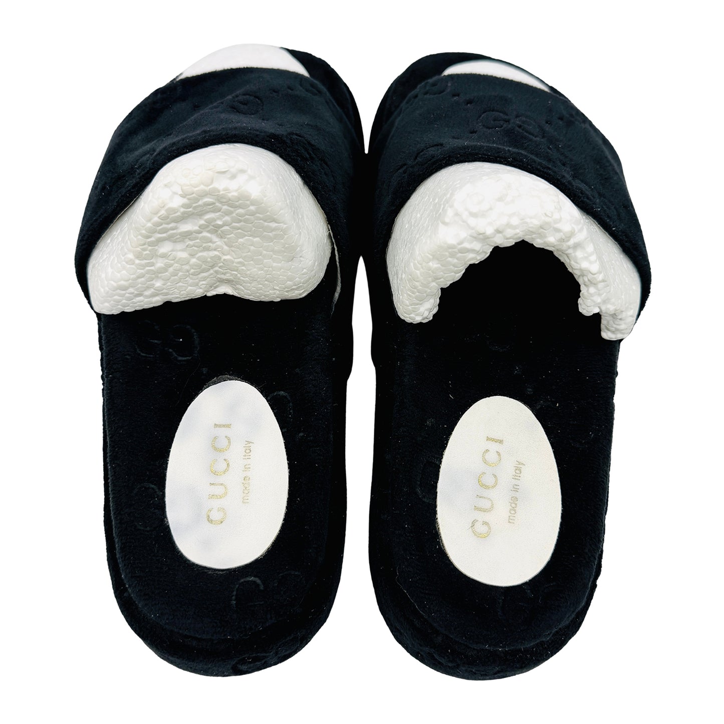 Gucci Black GG Embossed Velvet Slides (Size 39/39.5)