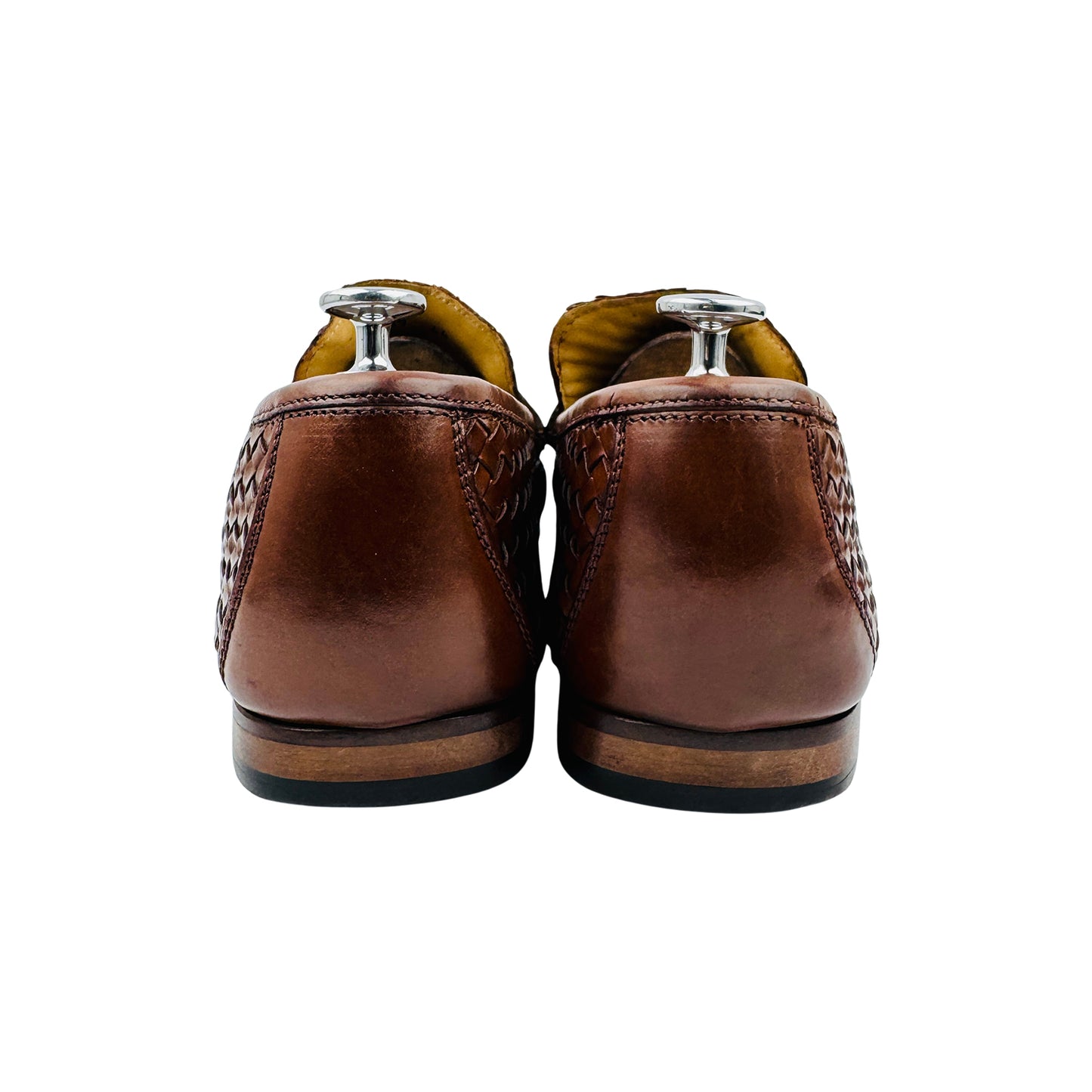 Luca Bossi Brown Woven Leather Penny Loafers (Size 44)