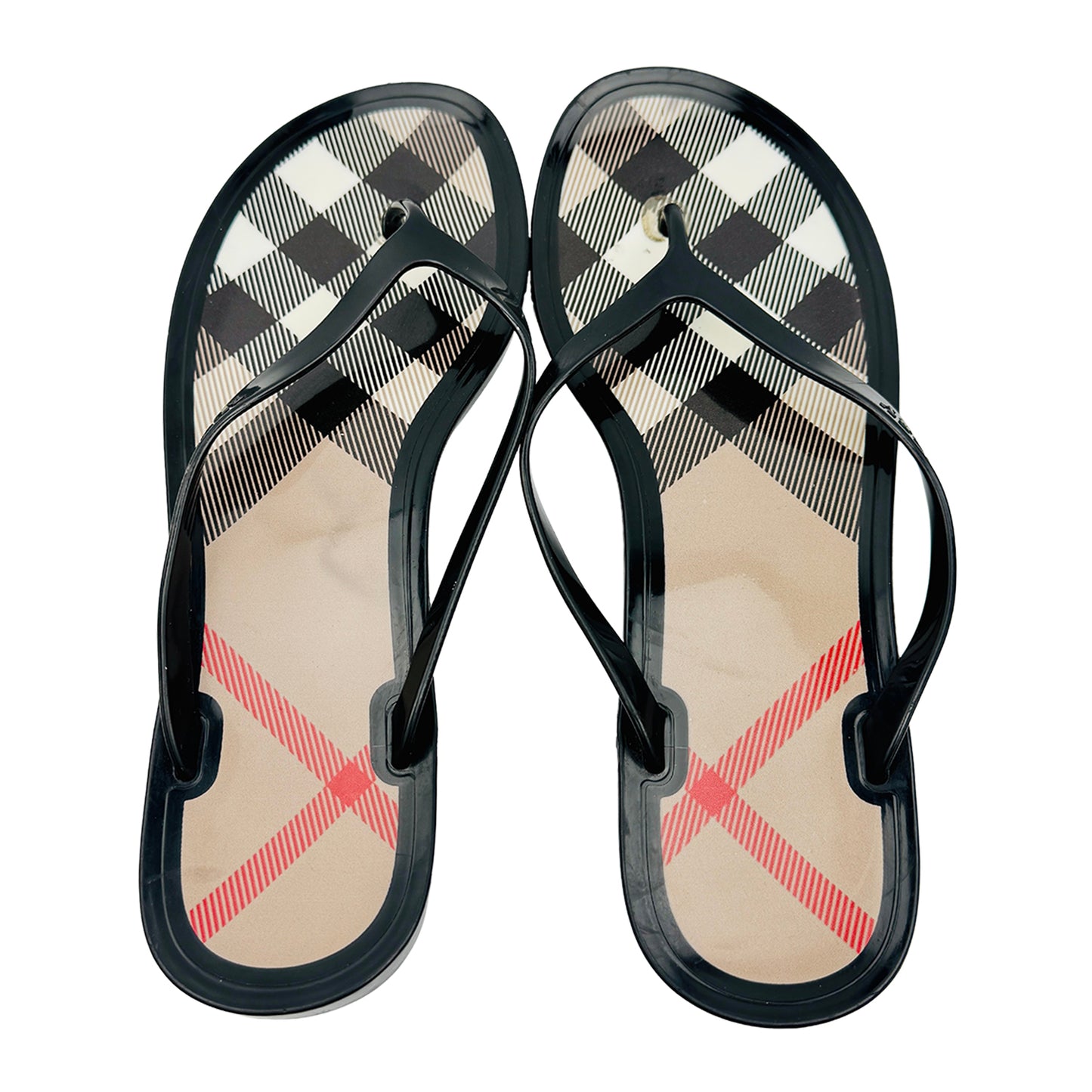 Burberry Nova Check Pattern Rubber Flip Flops (Size 39)