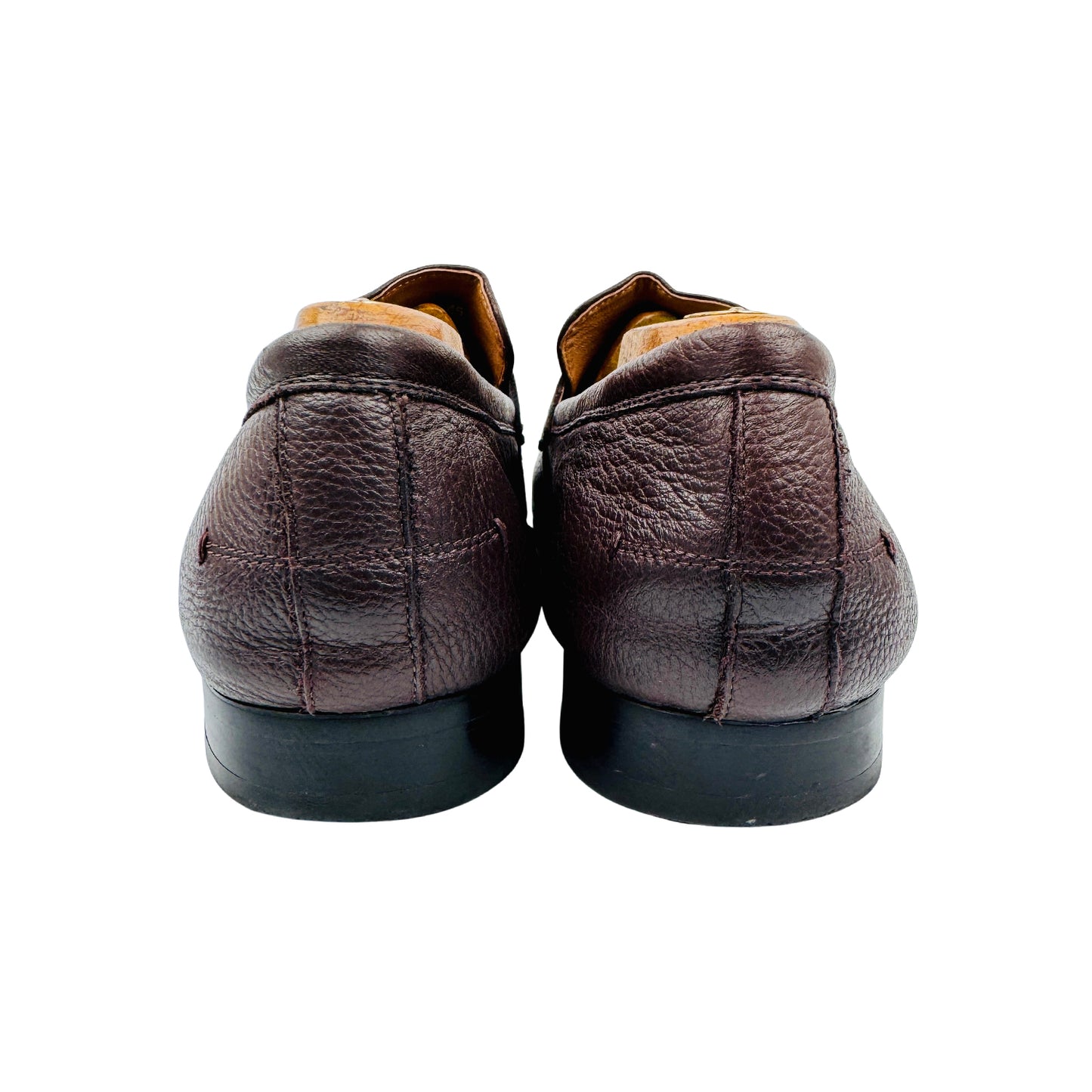 Berluti Men's Grained Leather Dark Brown Loafers (Size 45)