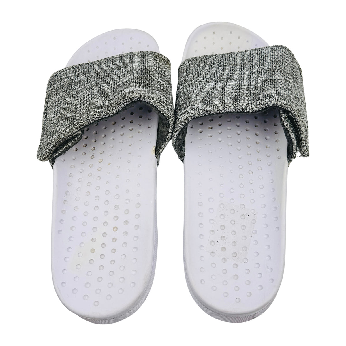 Aldo Grey White Knit Adjustable Strap Slides (Size 41)