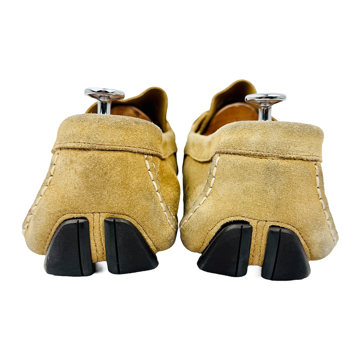 Back Side image of Salvatore Ferragamo Men's Gancini Ornament Beige Loafers (Size 47)