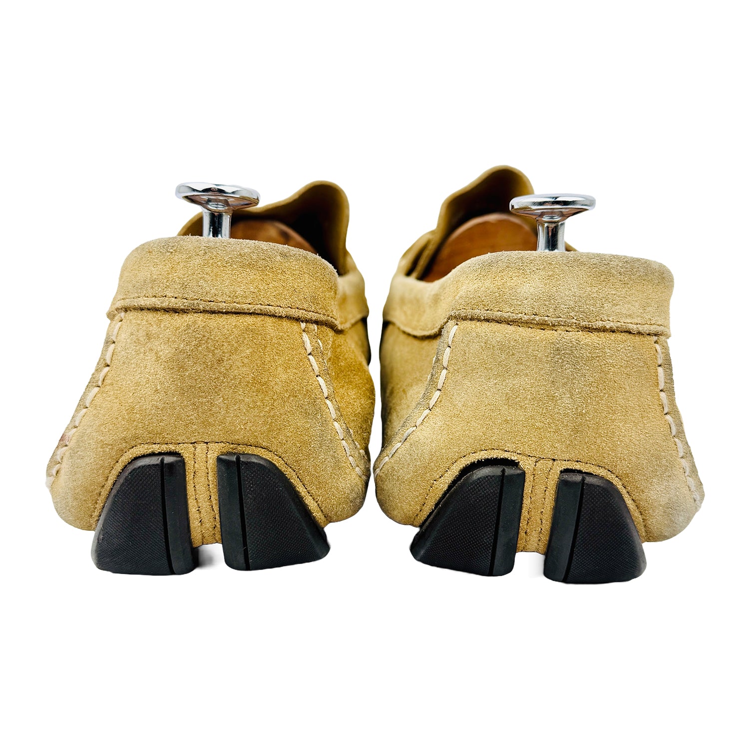 Back Side image of Salvatore Ferragamo Men's Gancini Ornament Beige Loafers (Size 47)