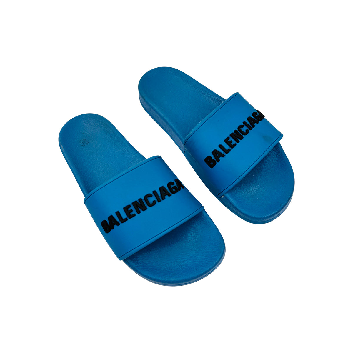 Balenciaga Bright Blue 3D Logo Pool Slides (Size 41) - 565826