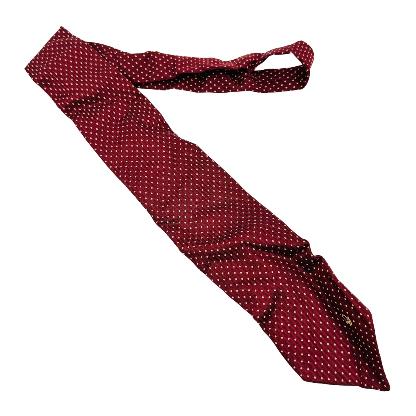 Christian Dior Burgundy 'Polka Dots' Tie (Size Regular)