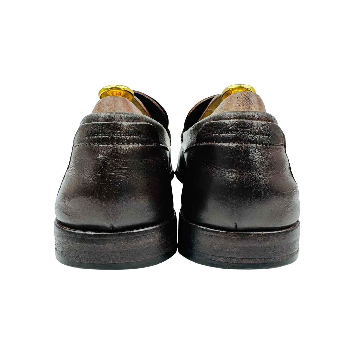 Salvatore Ferragamo Brown Gancini Bit Loafers (Size 43)