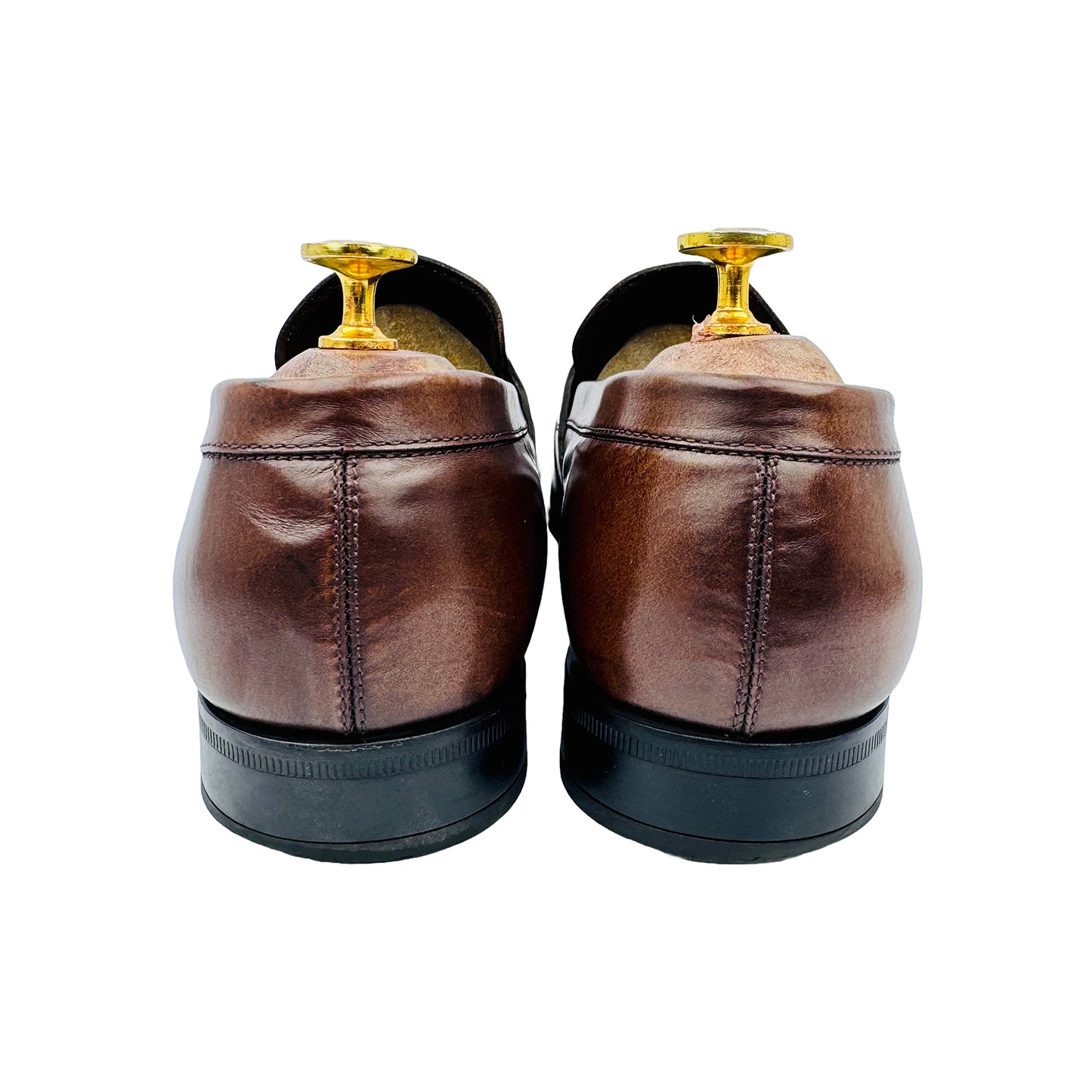 Back Side image of Salvatore Ferragamo Men's Gancini Embossed Brown Loafers (Size 41.5/42)