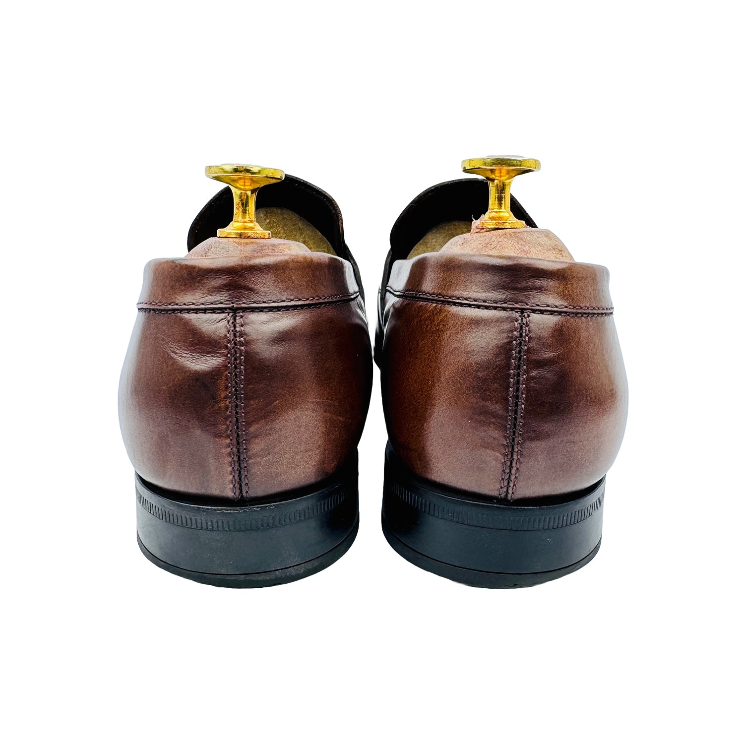 Back Side image of Salvatore Ferragamo Men's Gancini Embossed Brown Loafers (Size 41.5/42)