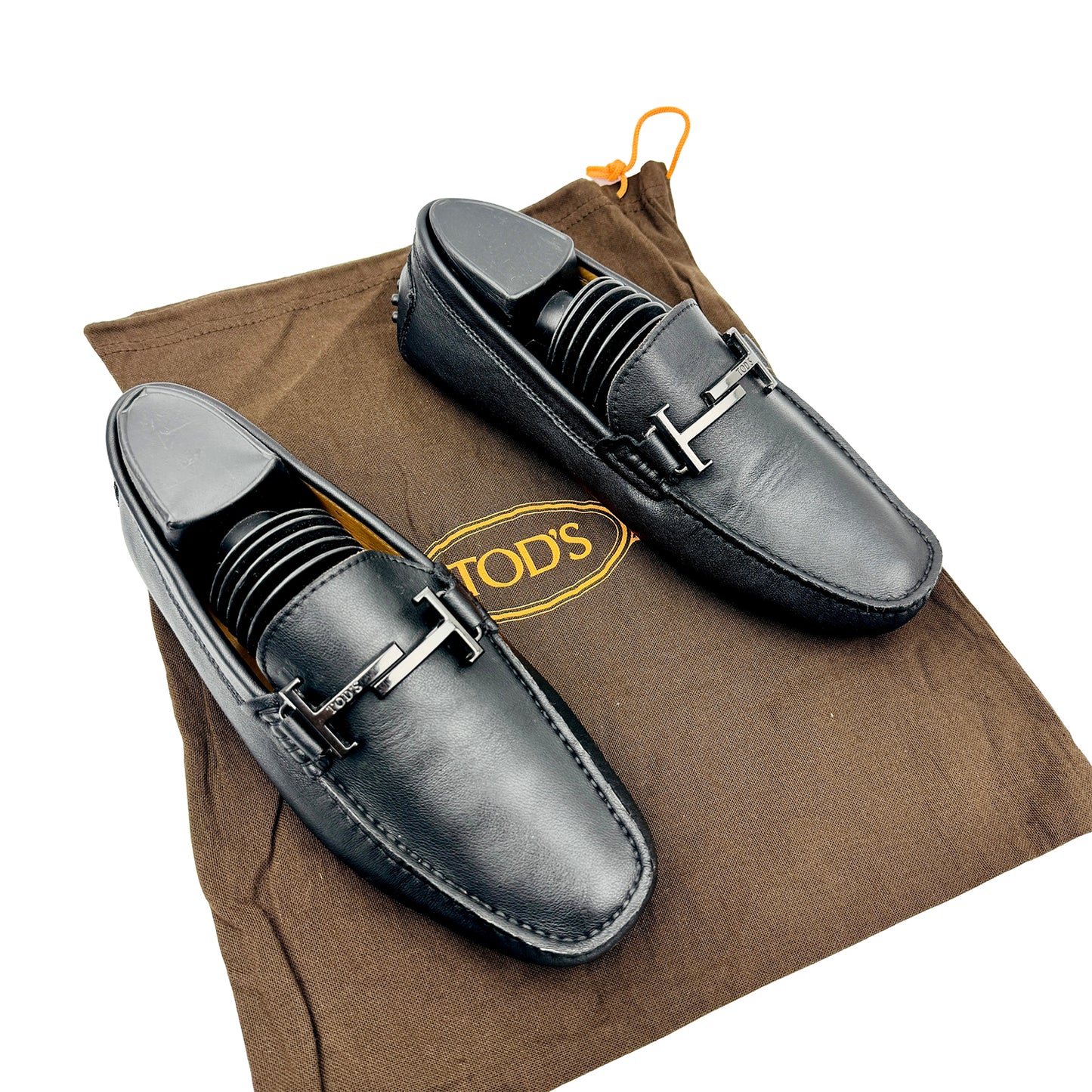 Tod's Gommino Double T Black Leather Driving Loafers (Size 41)