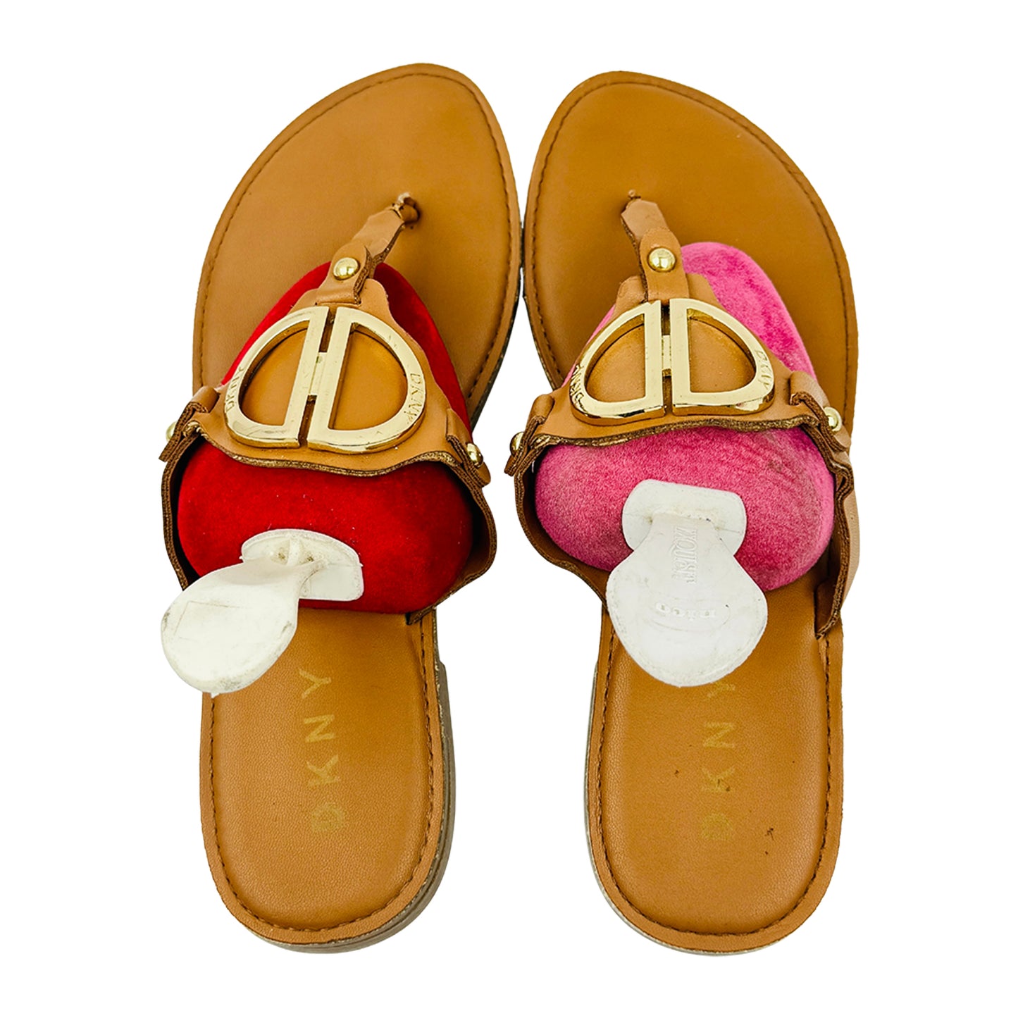 DKNY Women's Tan Leather Thong Sandal Slides (Size 37)