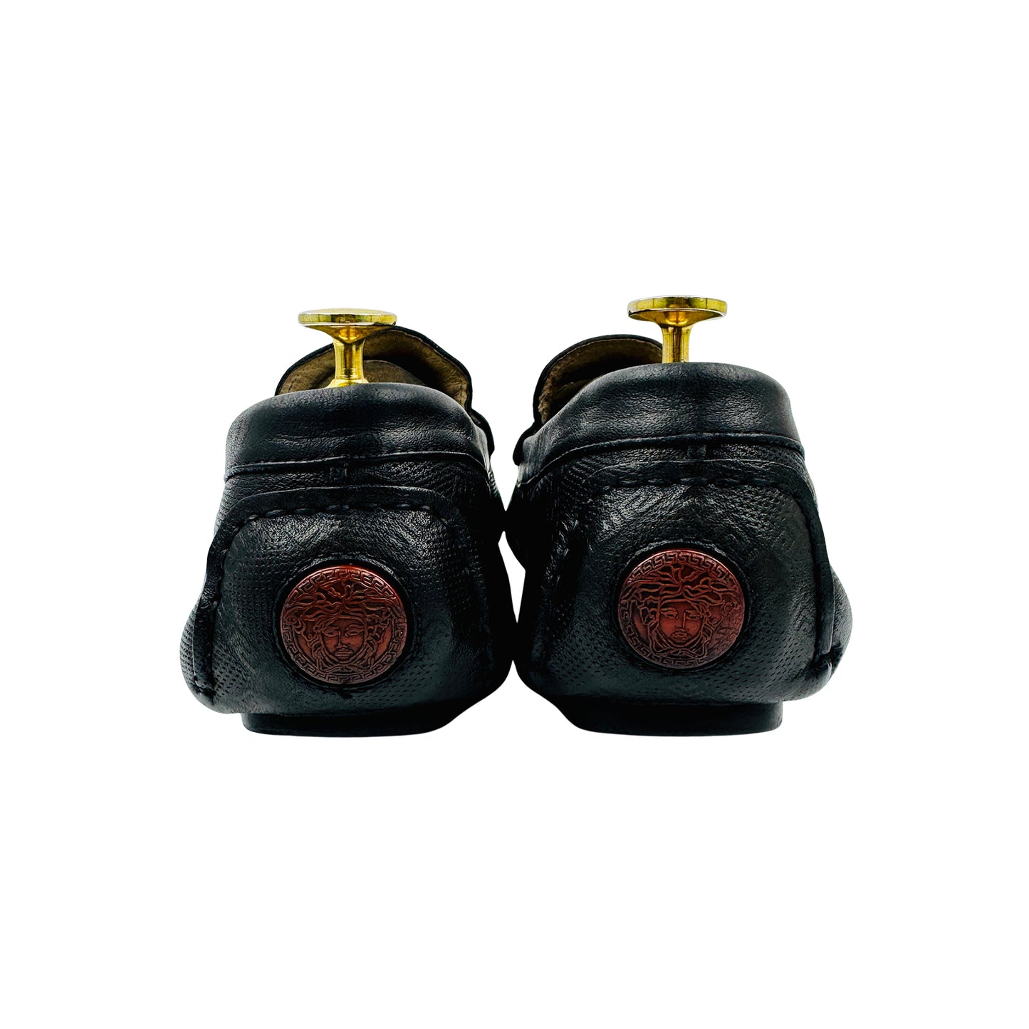 Versace Medusa Embellished Black Loafers (Size 42)